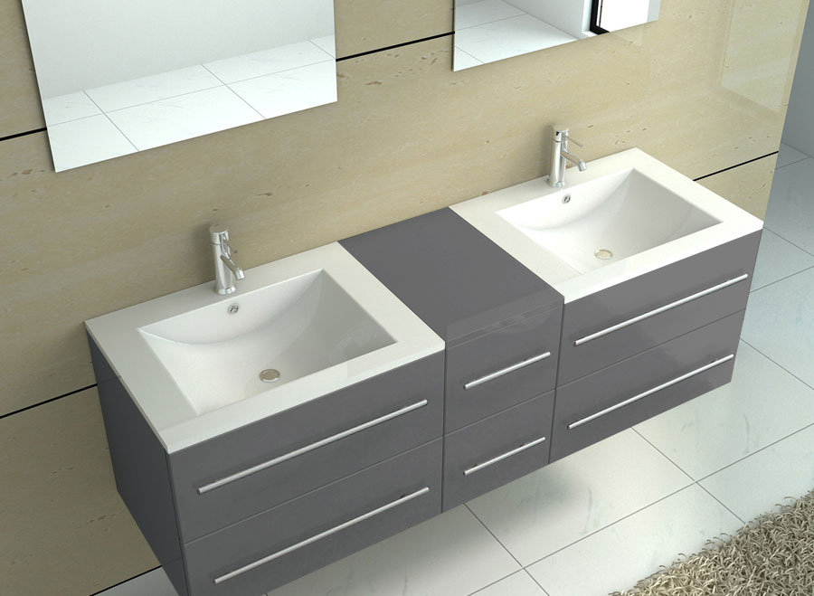 SAM® Badmöbel Set Hochglanz grau Spiegel 5tlg Barca