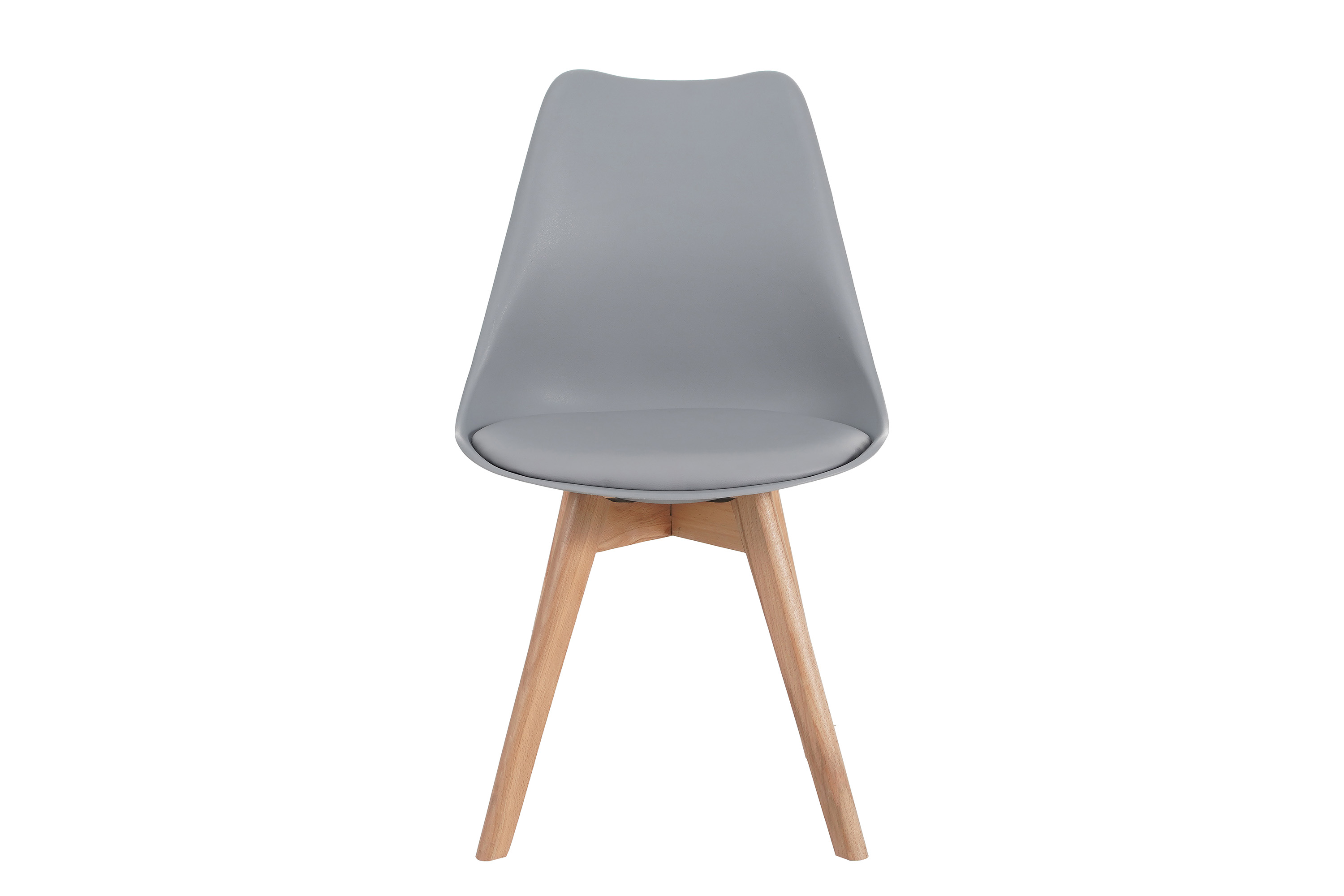 Esszimmer Schalenstuhl & Polster Kunstleder grau Stuhlbein Massivholz buchefarben LOVELACE