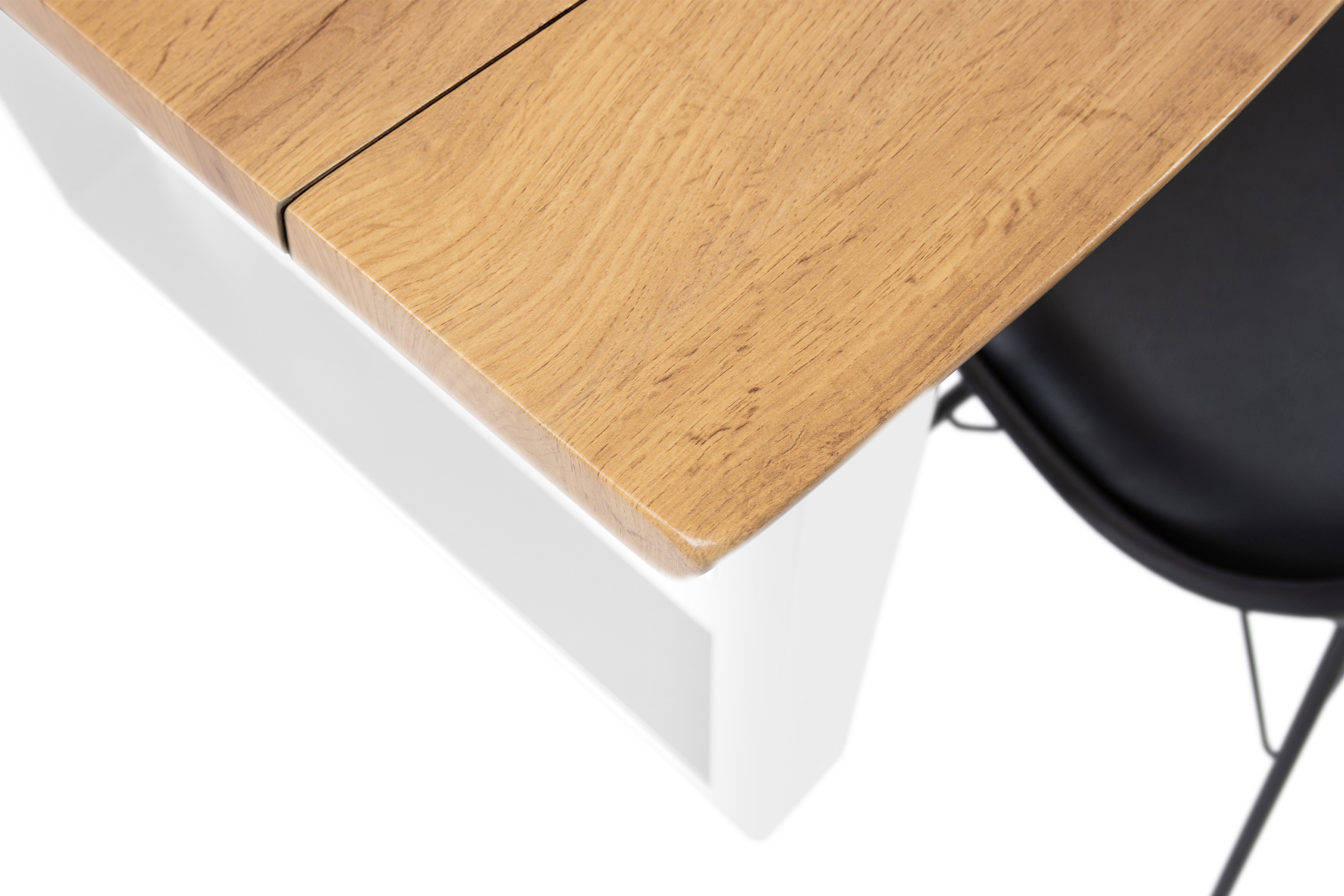 Esstisch Baumkante Holz-Optik Wildeiche 140 x 80 U-Gestell weiß DUA