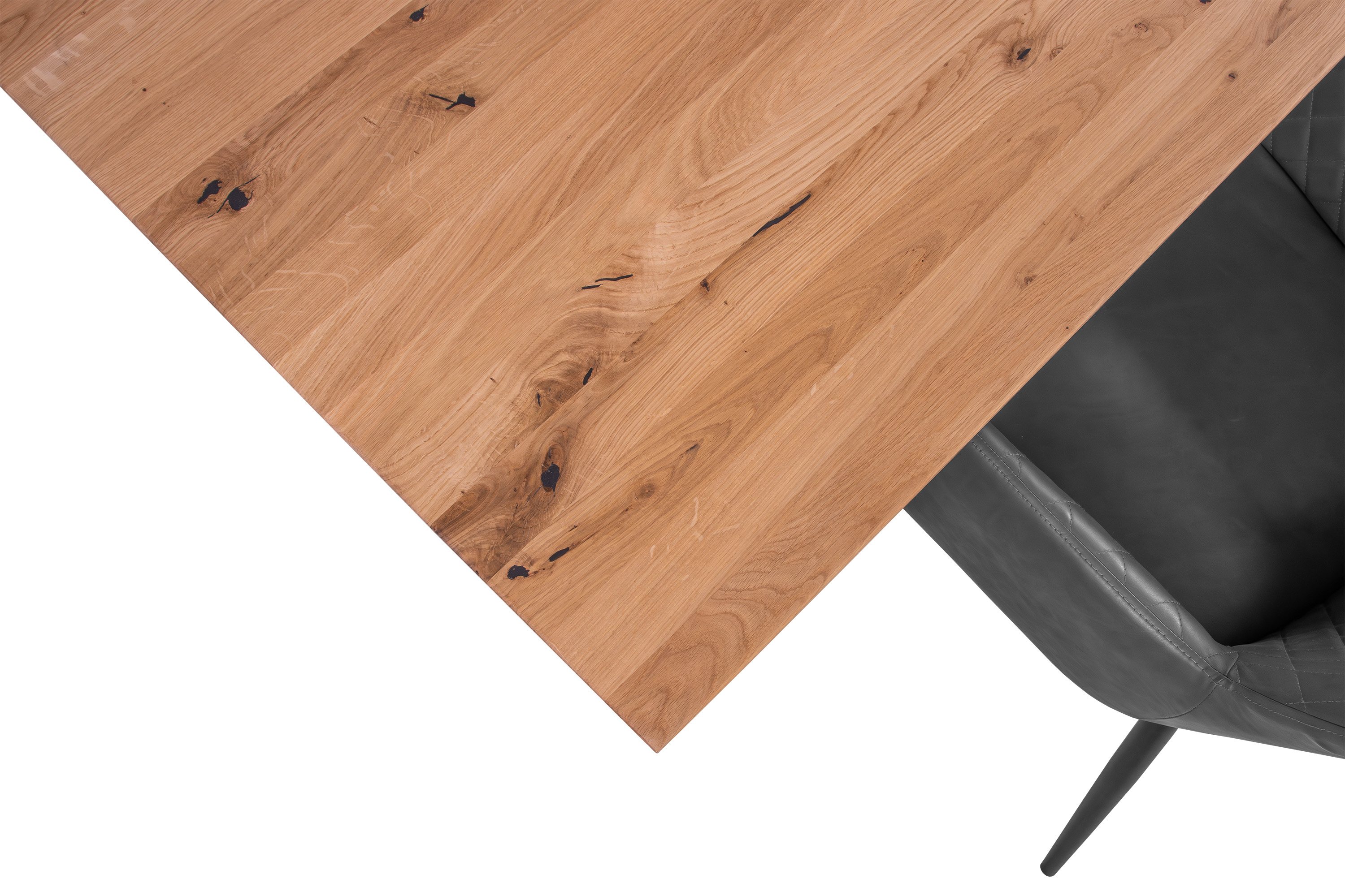 Esszimmertisch Schweizer Kante eckig massiv & geölt Eiche 200x100 schwarz U-Gestell Lotte