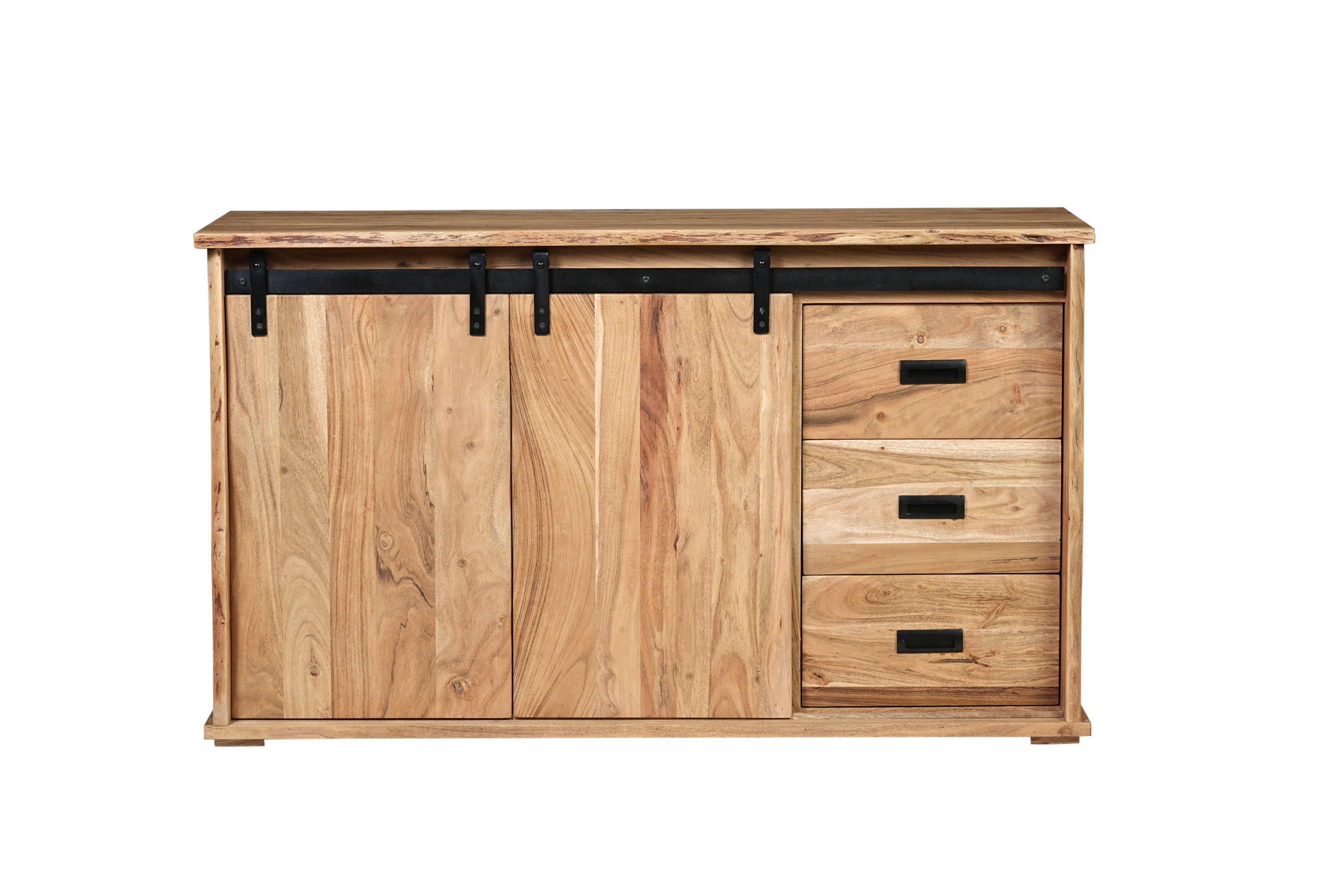 Wein-Sideboard Baumkante 85 x 45 x 145 cm Akazienholz massiv naturfarben LIAN I