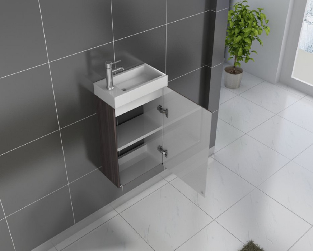 Gäste-WC Waschbecken 40 x 22 cm trüffeleiche Vega
