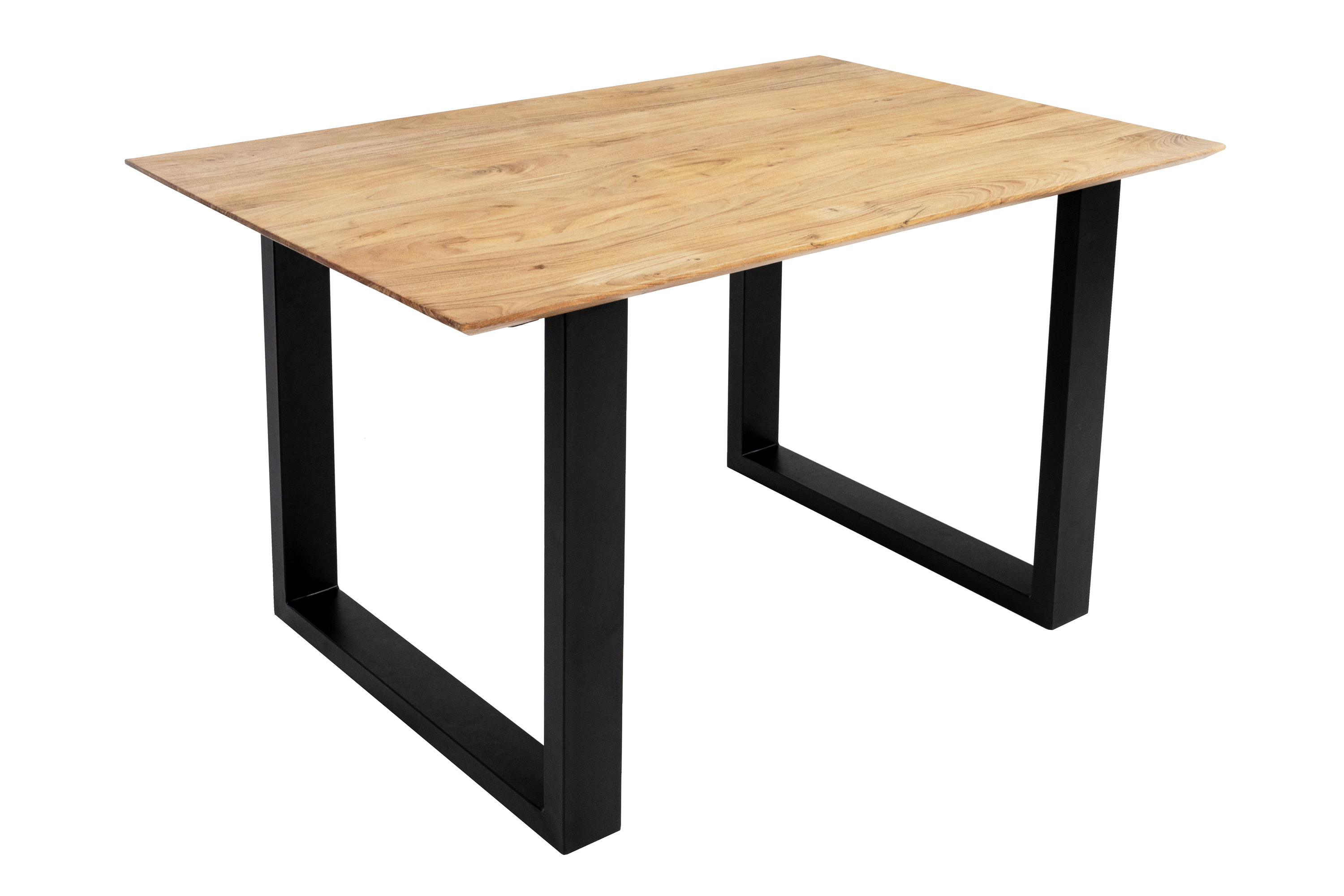 Esstisch 160x85cm Akazie massiv eichenfarben schweizer Kante U-Gestell schwarz DEAN