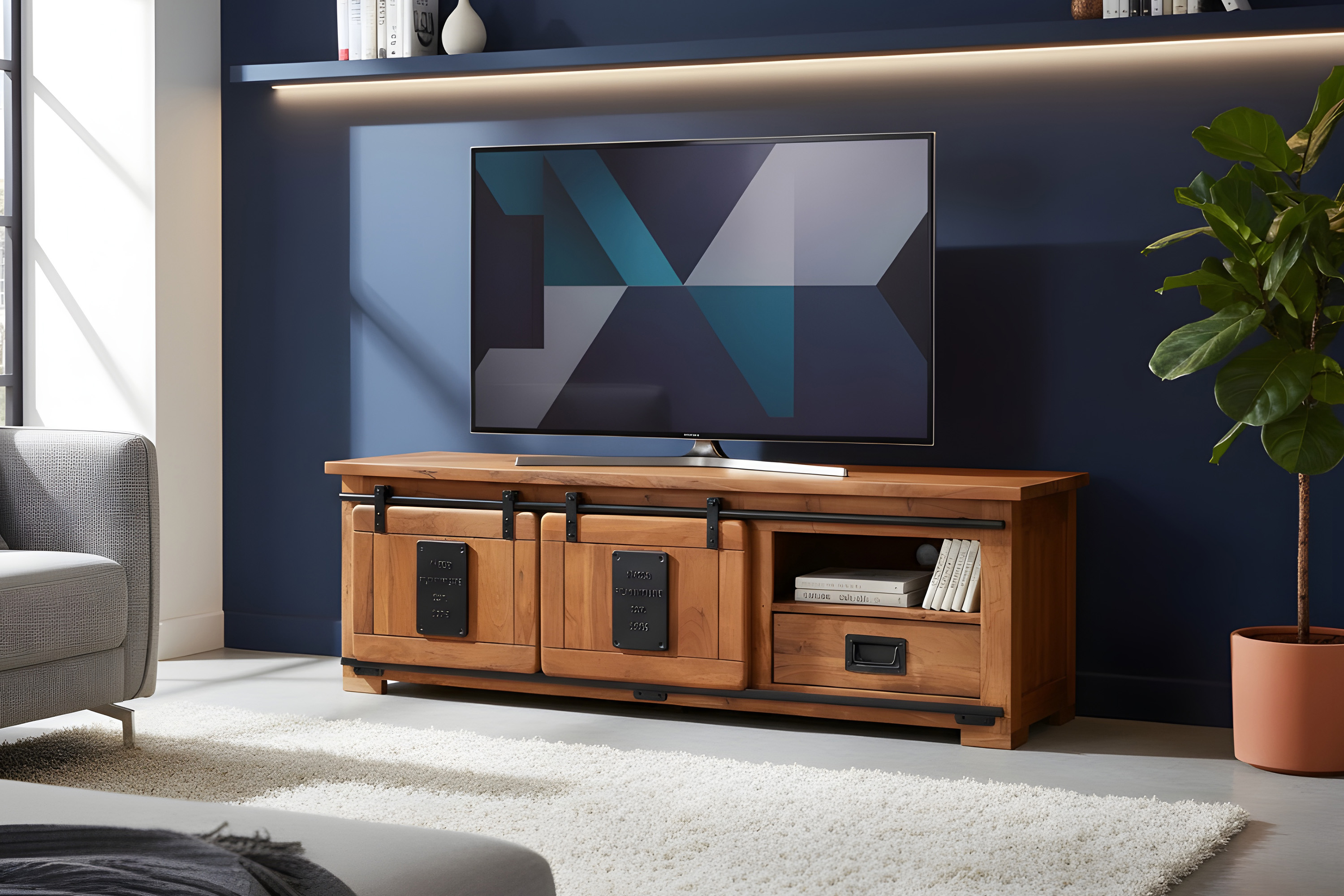 Lowboard TV-Board Akazie massiv nussbaumfarben 160 x 45 x 50 cm LIBRO