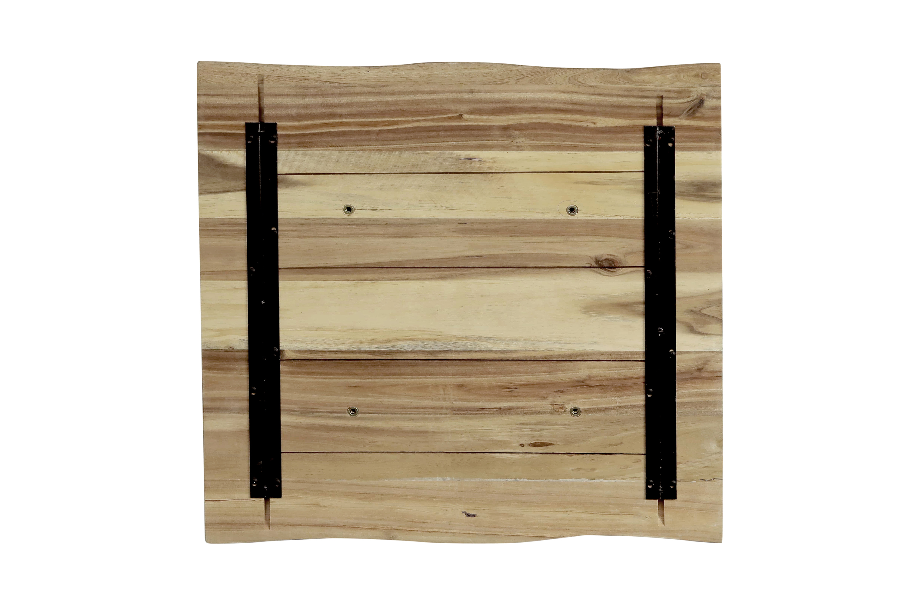 Bistrotisch Baumkante massiv 80 x 80 cm Akazie Naturfarben schwarz Säulengestell Iris