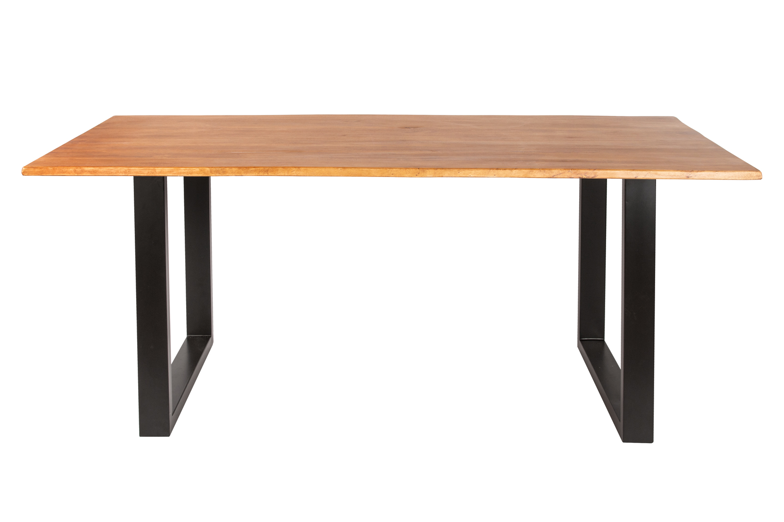 Baumkantentisch Hevea massiv eichefarben 140 x 80 cm U-Gestell schwarz MAILO