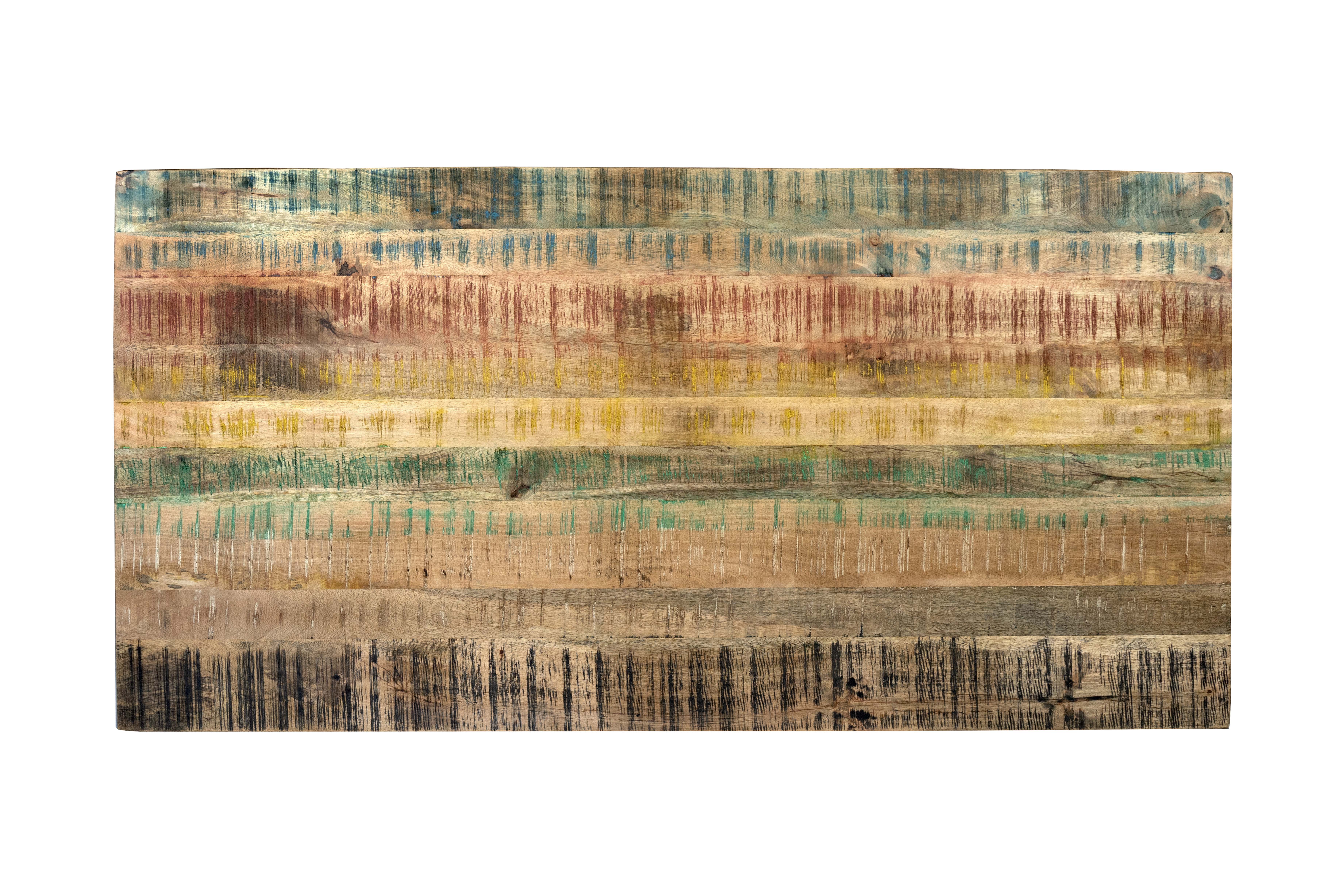 Esstisch Mango massiv vielfarbig gerade Kanten X-Gestell schwarz 160 x 85 cm LIBRO