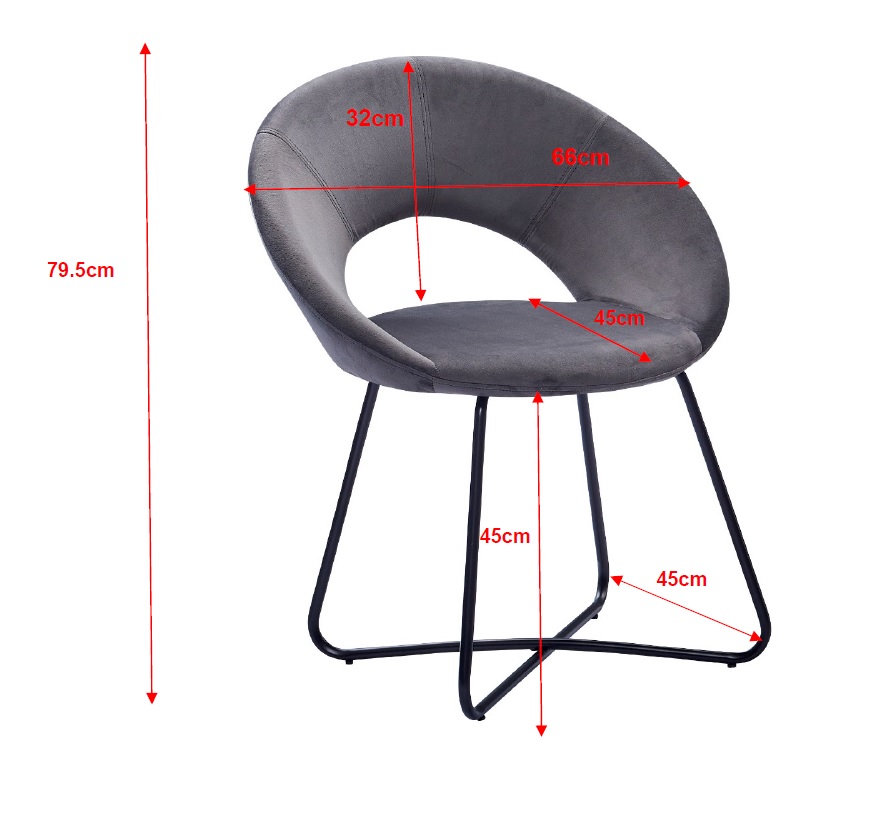  Schalenstuhl Samtbezug blau Gestell schwarz LENNY