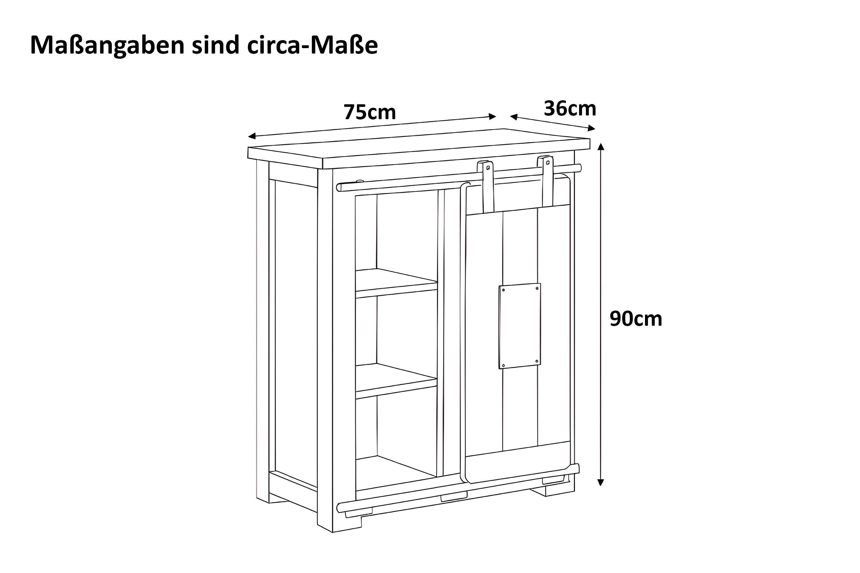 Sideboard Akazie massiv natur mit Holzrolltür 75 x 90 x 36 cm LIBRO