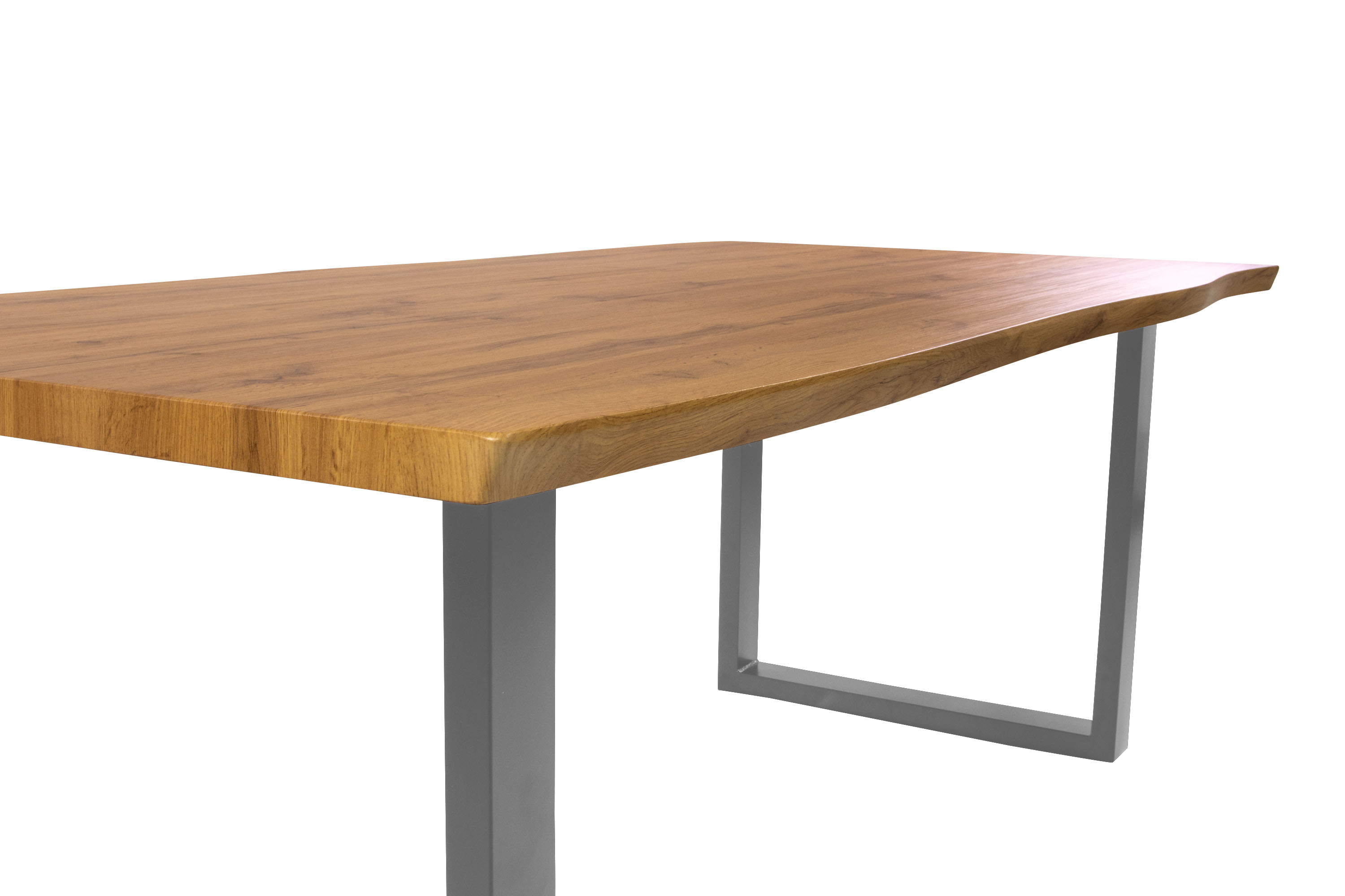 Esstisch Baumkante Holz-Optik Wildeiche 200 x 100 U-Gestell silber JOSY
