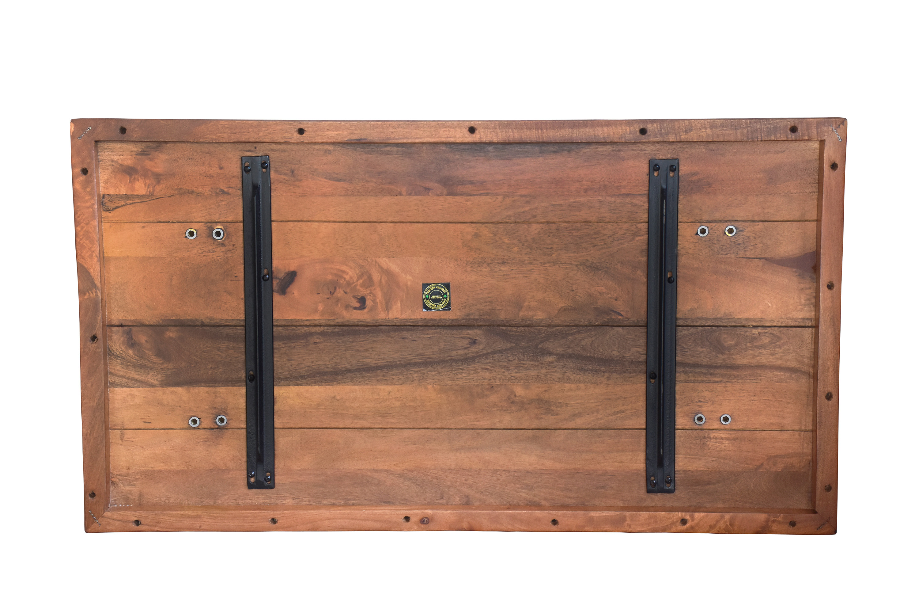 Couchtisch gerade Kante Mangoholz massiv honig 100 x 55 U-Gestell schwarz NADIA