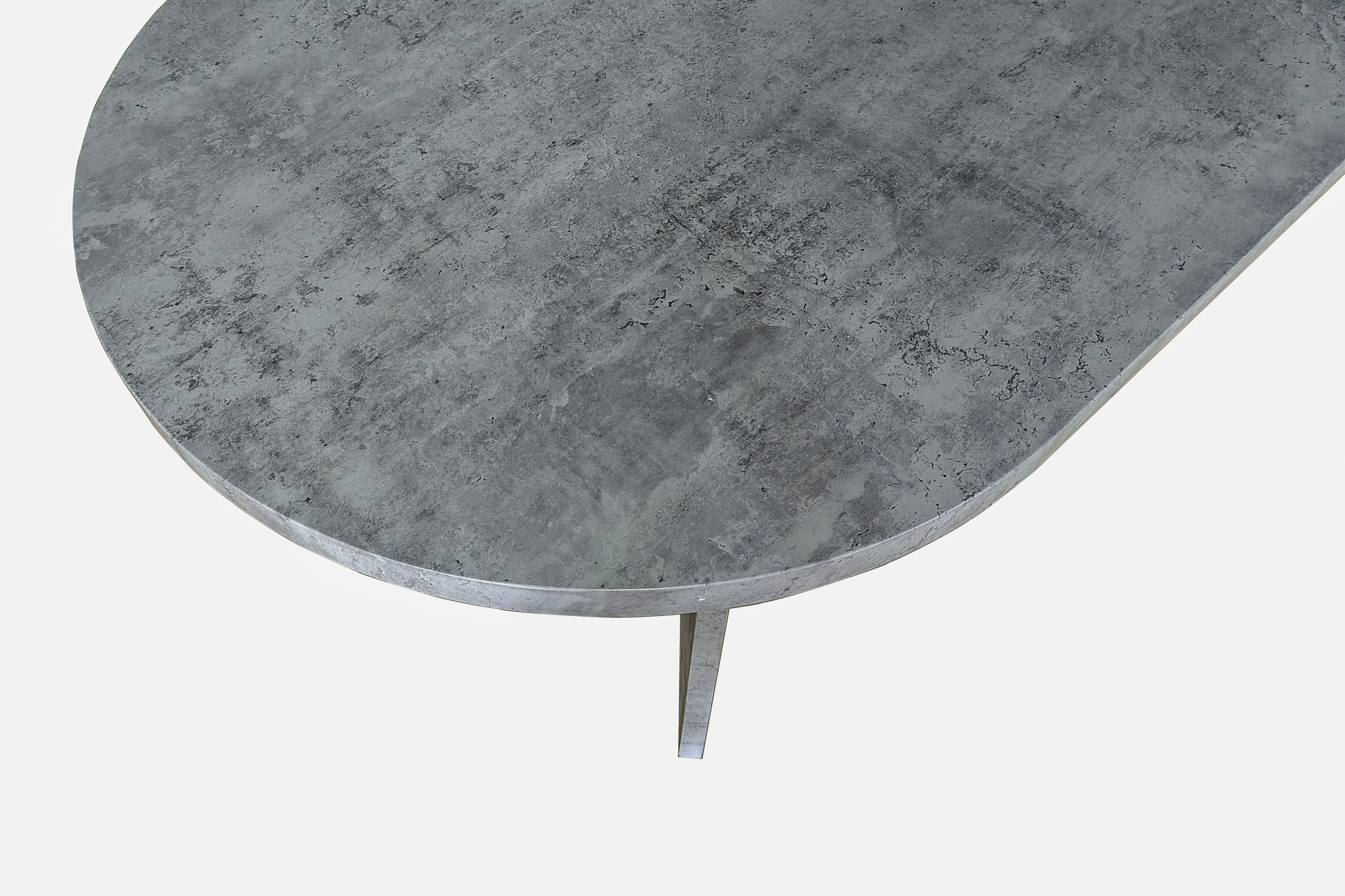 Esstisch 204 x 90 cm Holz Graue-Optik gerade Kante oval V-Gestell OVI
