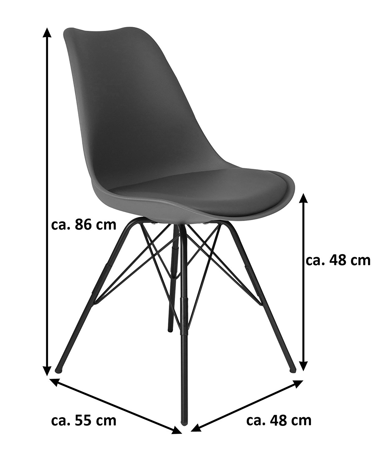  Esszimmerstuhl Schalenstuhl taupe Metallfüße LEKUES