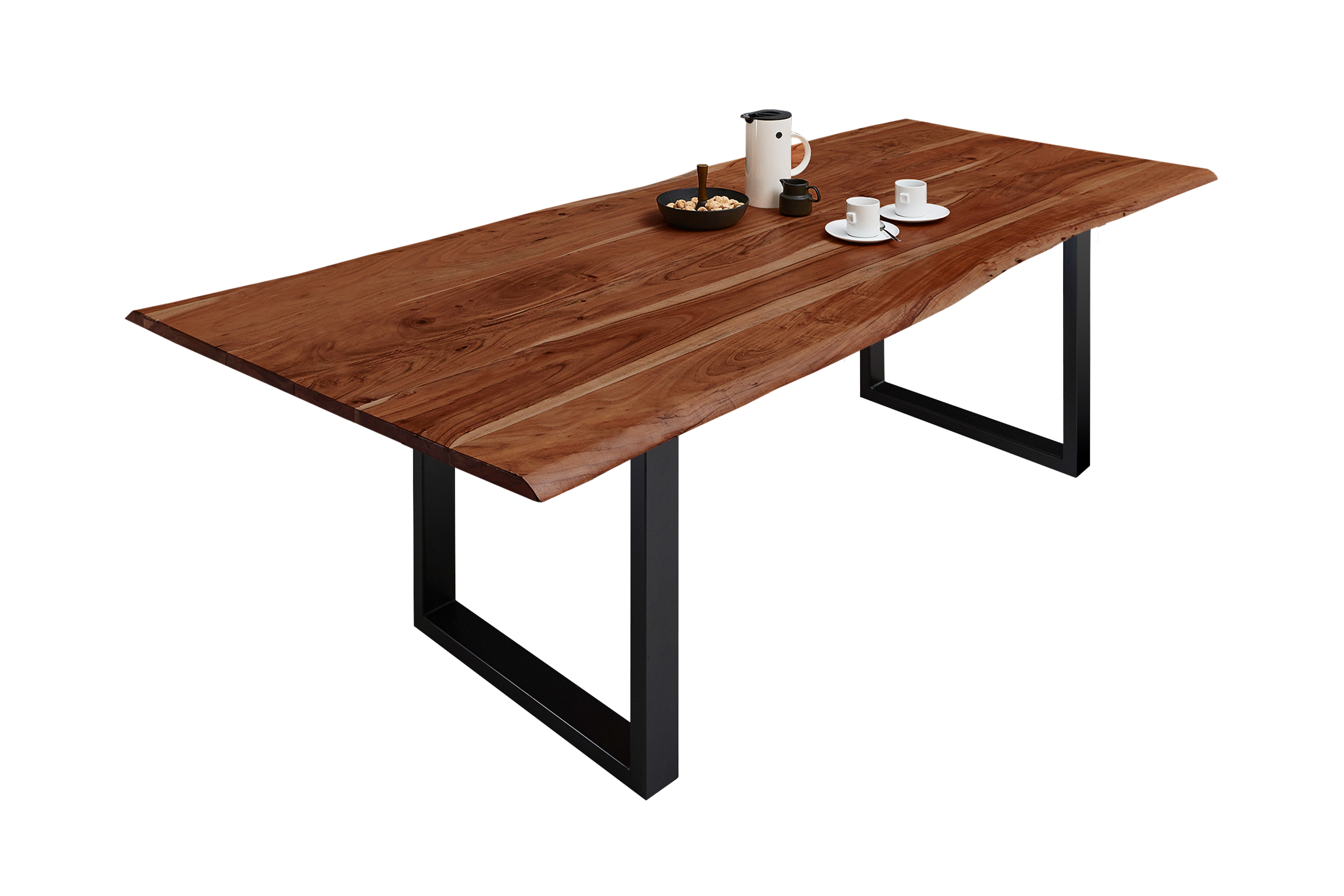Esstisch Baumkante massiv Akazie nussbaum 220 x 100 schwarz MILO