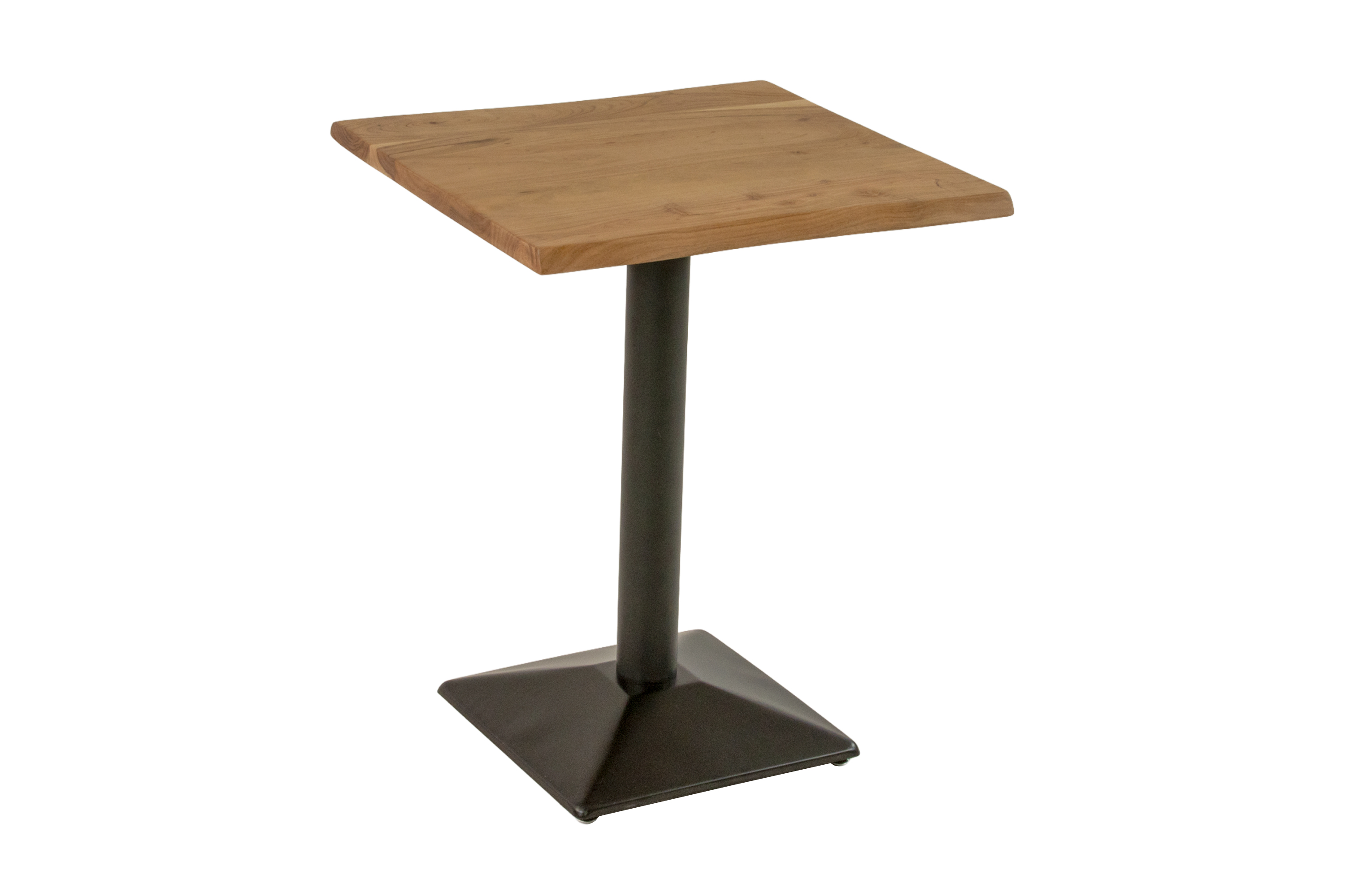 Bistrotisch Baumkante massiv 60 x 60 cm Akazie natur schwarz Säulengestell INES