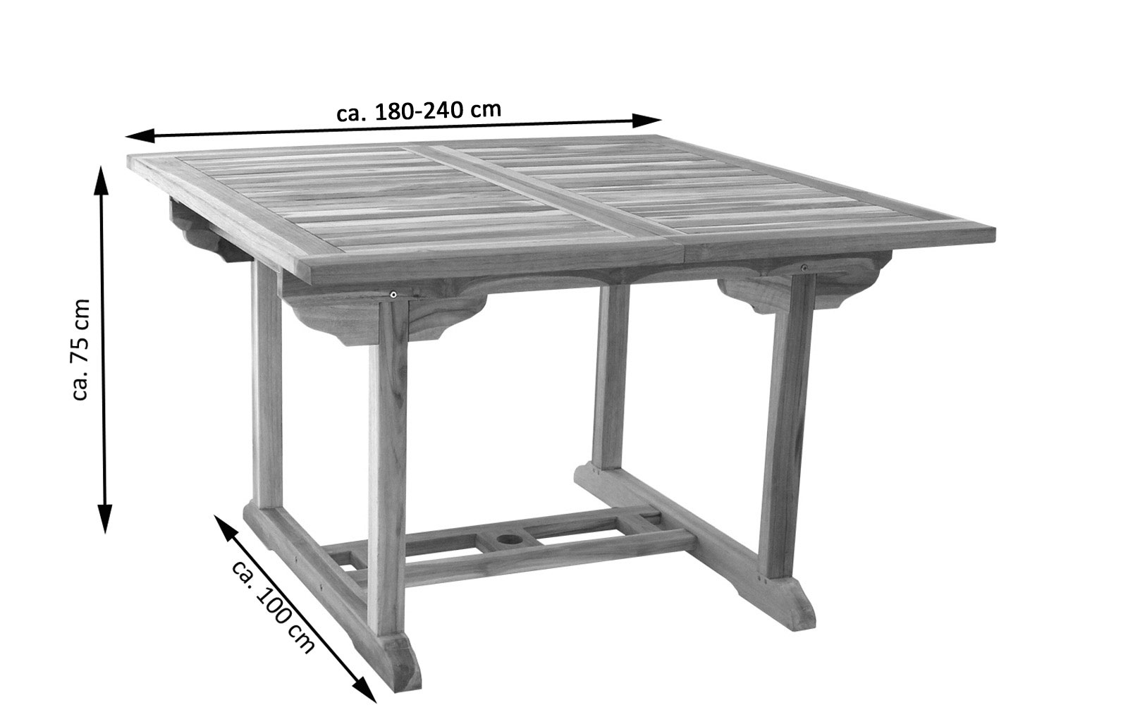 Gartenmöbel Set 4tlg mit Eckbank Teak Gartentisch ausziehbar 180-240 cm KUBA/ARUBA