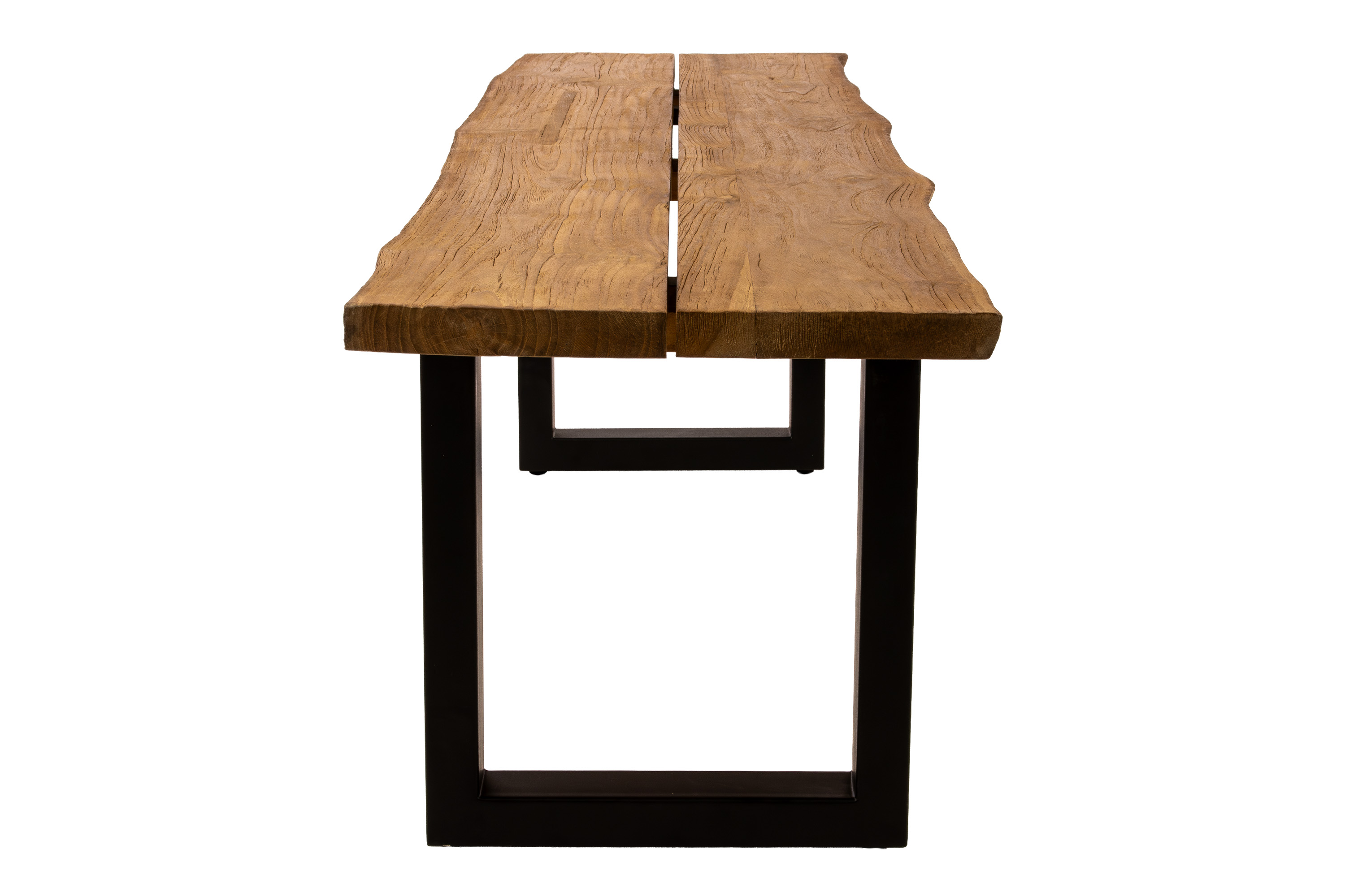Gartenbank Outdoor Teakholz massiv 200 x 42 U-Gestell schwarz QUITO