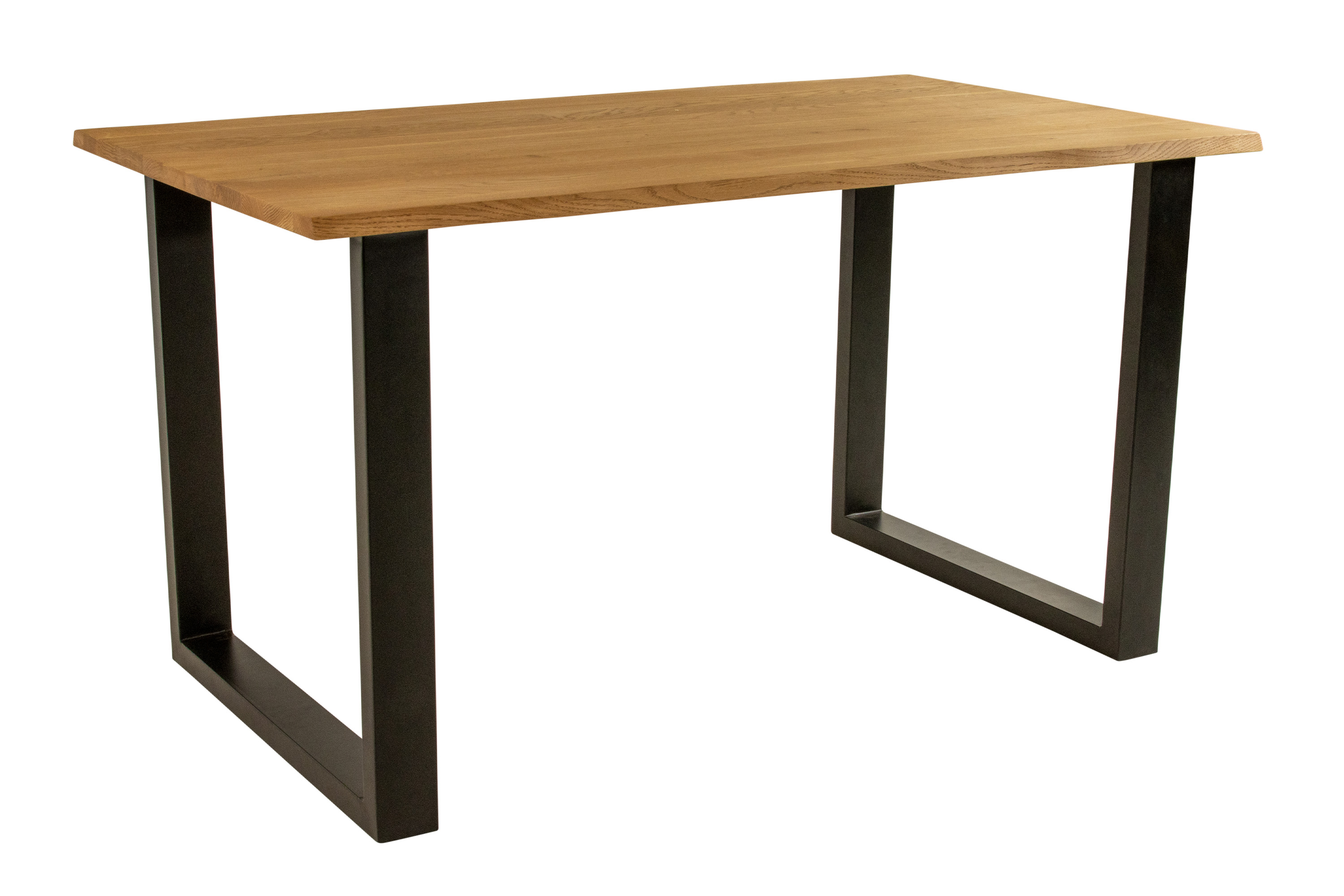 Esstisch Baumkante massiv Eiche geölt 180 x 90 cm U-Gestell schwarz SALVADOR