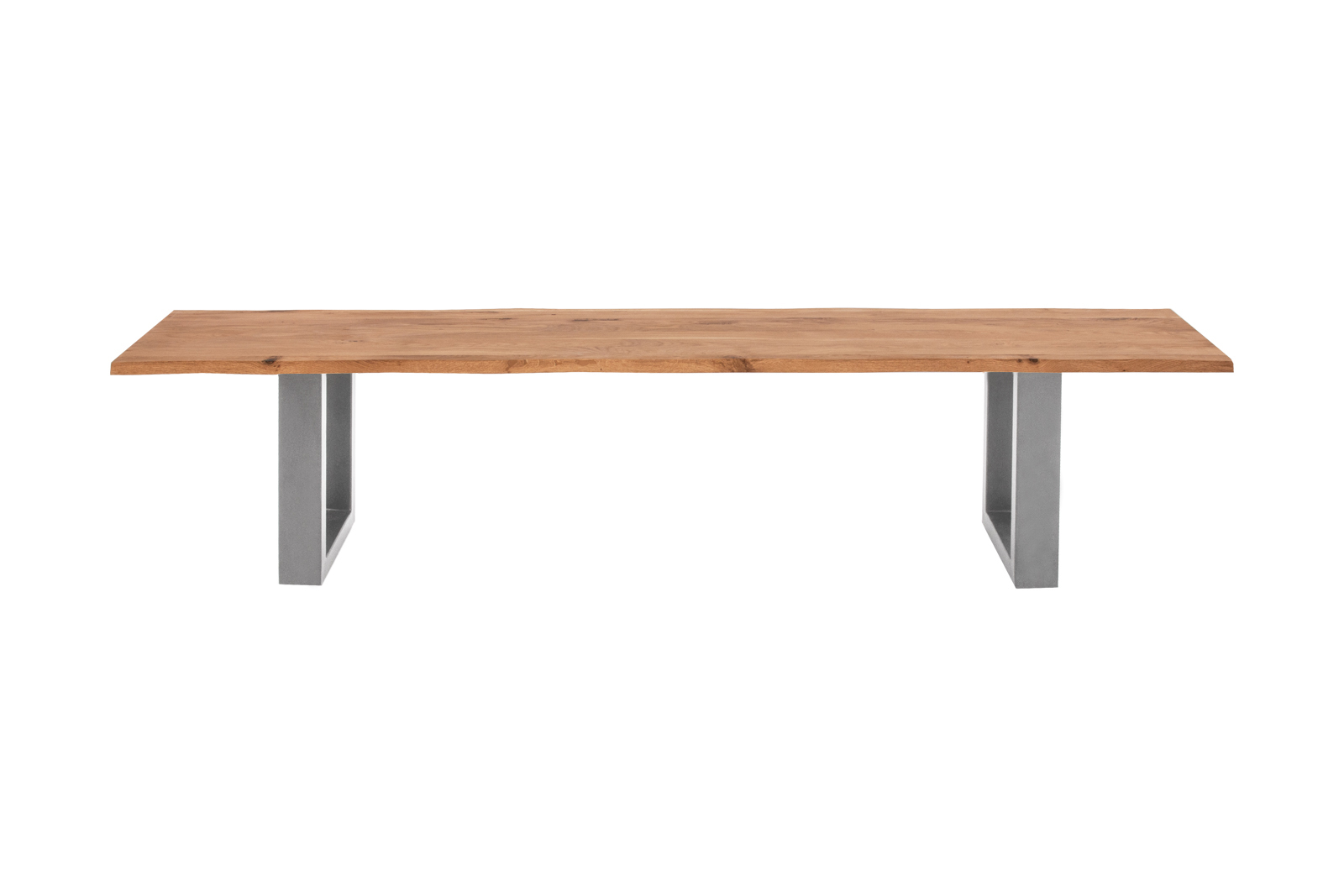 Sitzbank Baumkante 140 cm Eichenholz massiv silber ENRICO