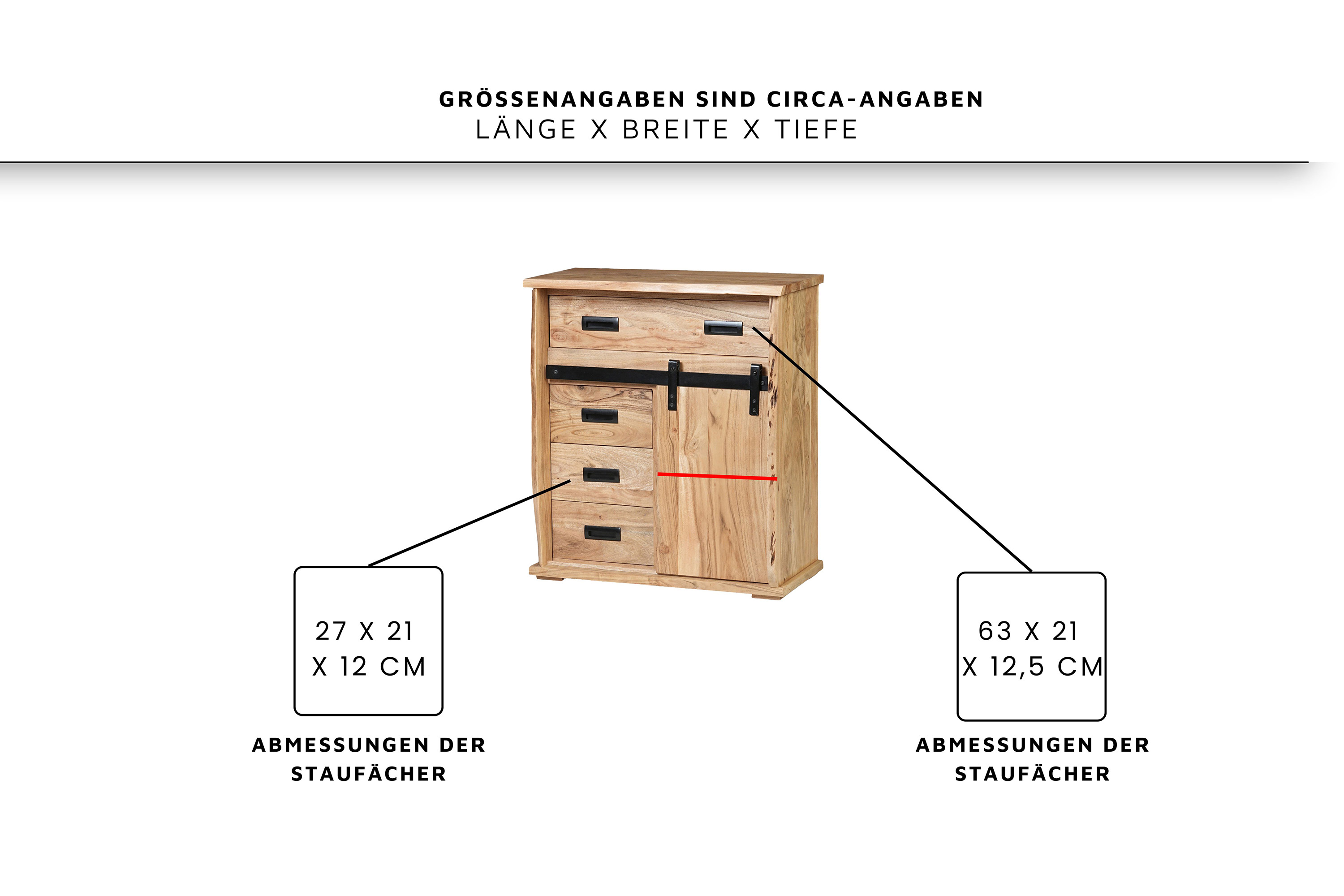 Sideboard Baumkante 75 x 35 x 85 cm Akazienholz massiv naturfarben LIAN VI