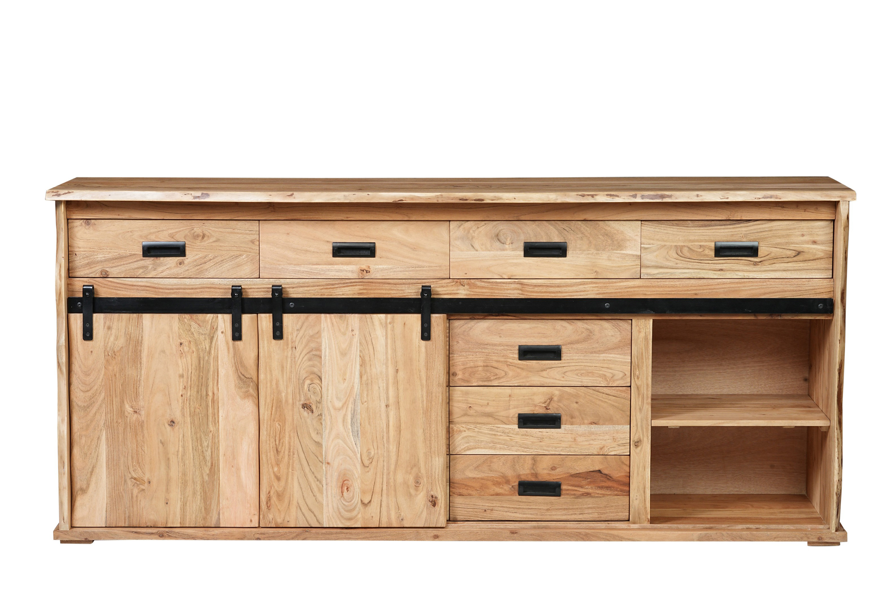 Sideboard Baumkante 200 x 45 x 90 cm Akazienholz massiv naturfarben LIAN IV