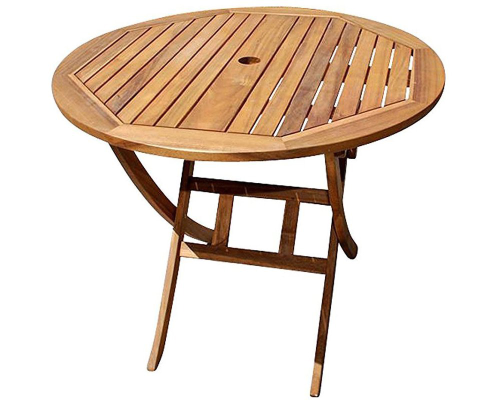 Balkonmöbel Set 5tlg Akazie Klapptisch rund 90 cm JUSTIN/BLOOM