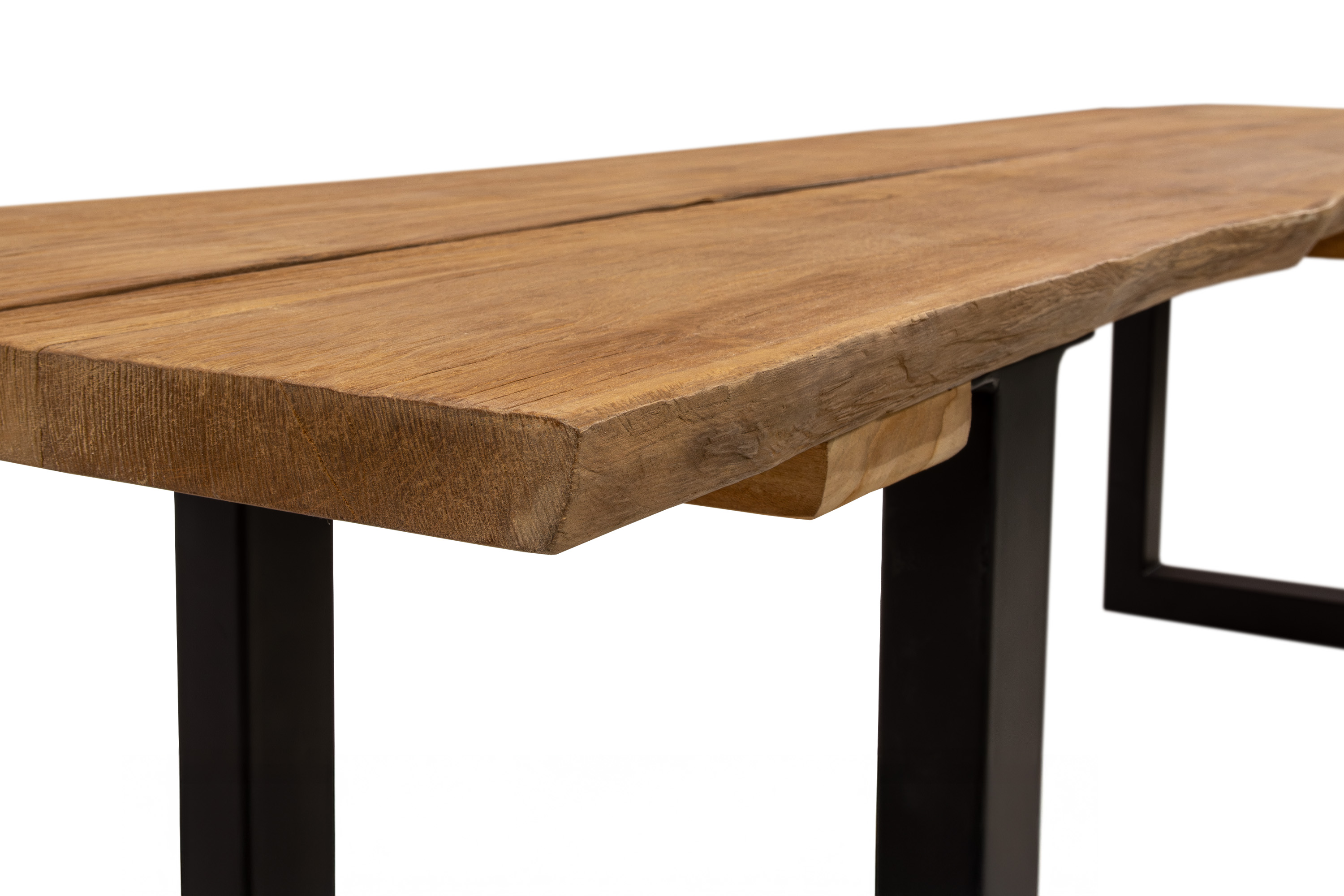 Gartenbank Outdoor Teakholz massiv 180 x 42 U-Gestell schwarz QUITO