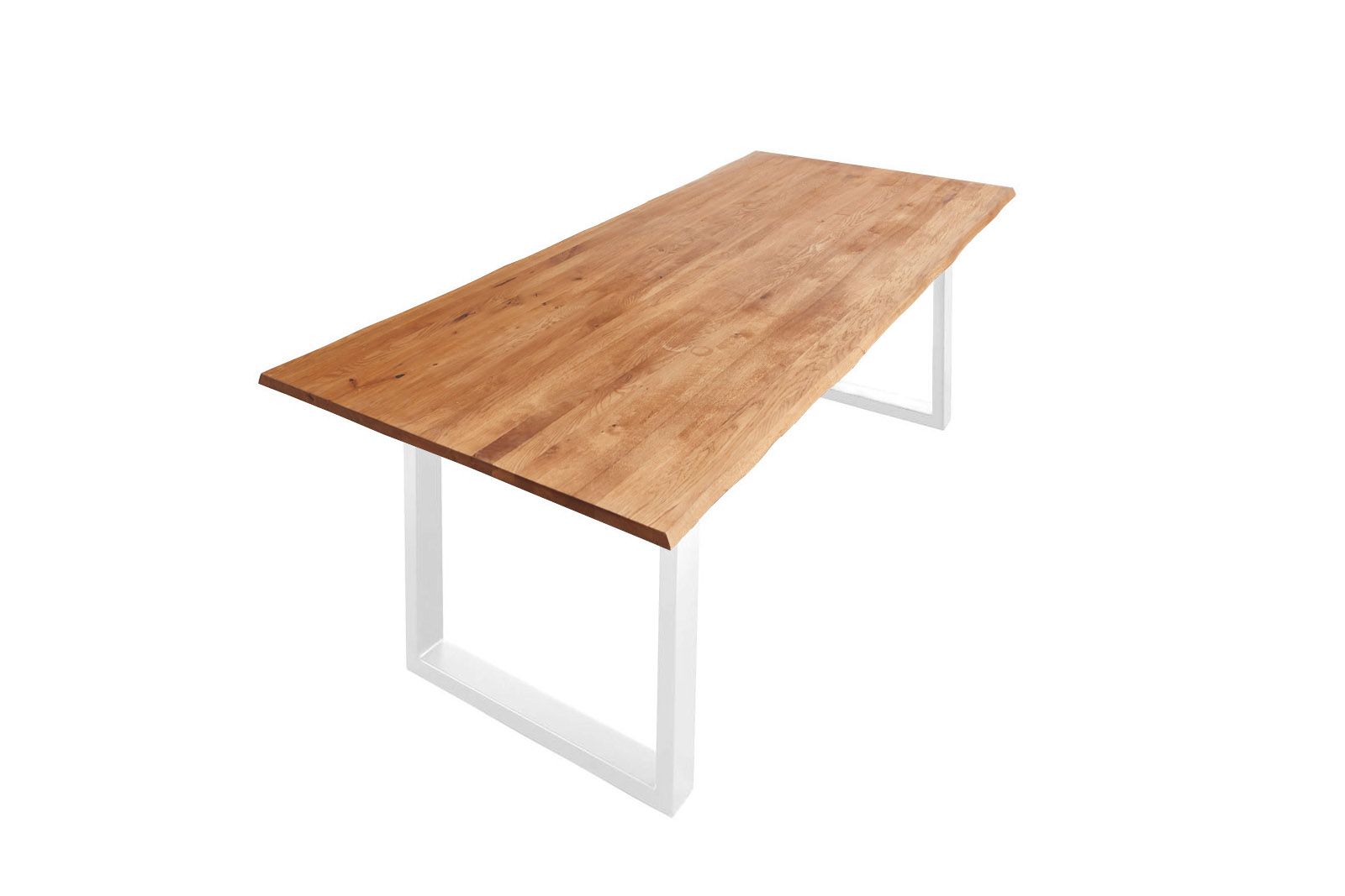 Esstisch Baumkante Massiv Wildeiche 180 x 90 weiß SESSA