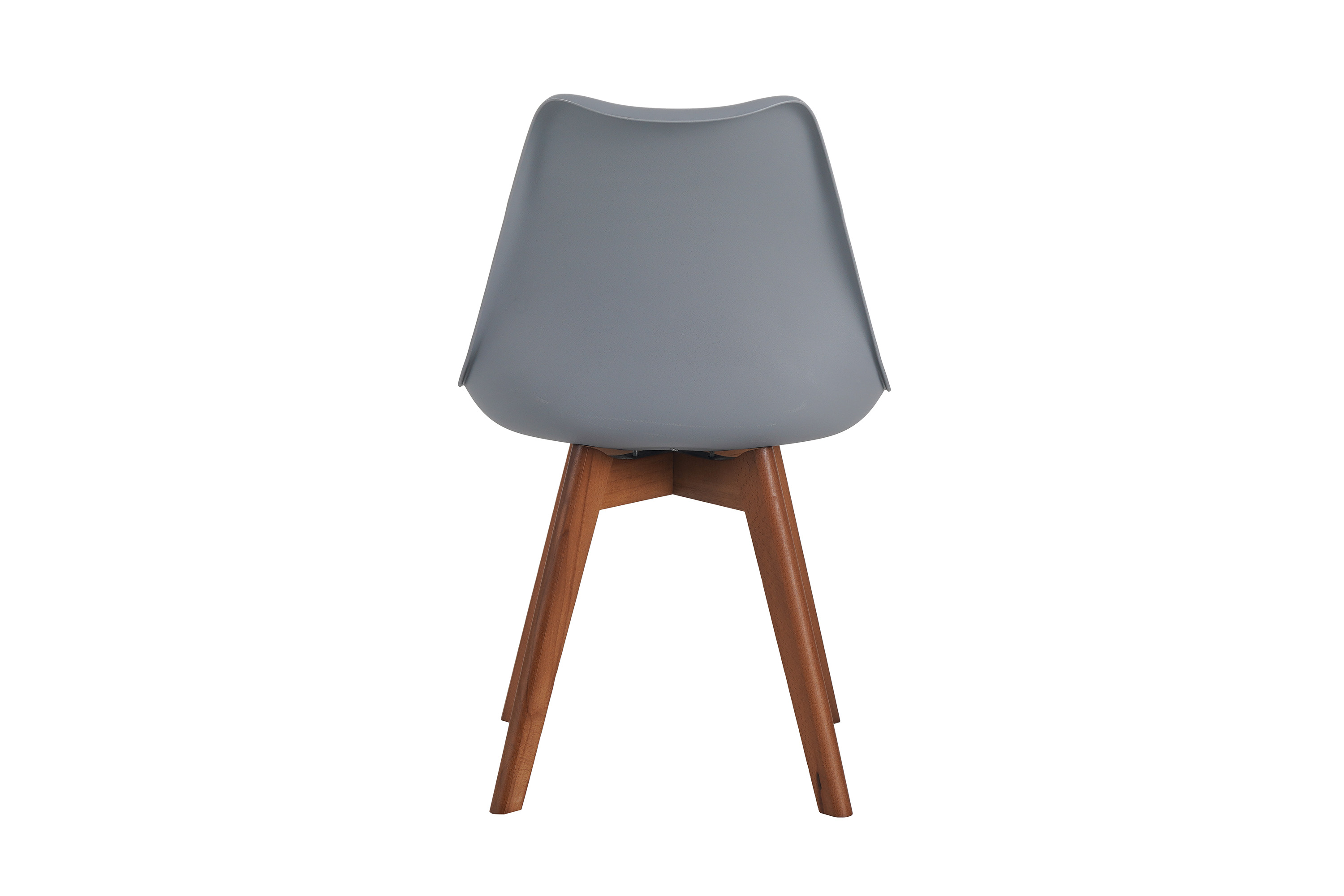 Esszimmer Schalenstuhl & Polster Kunstleder grau Stuhlbein Massivholz nussbaumfarben LOVELACE