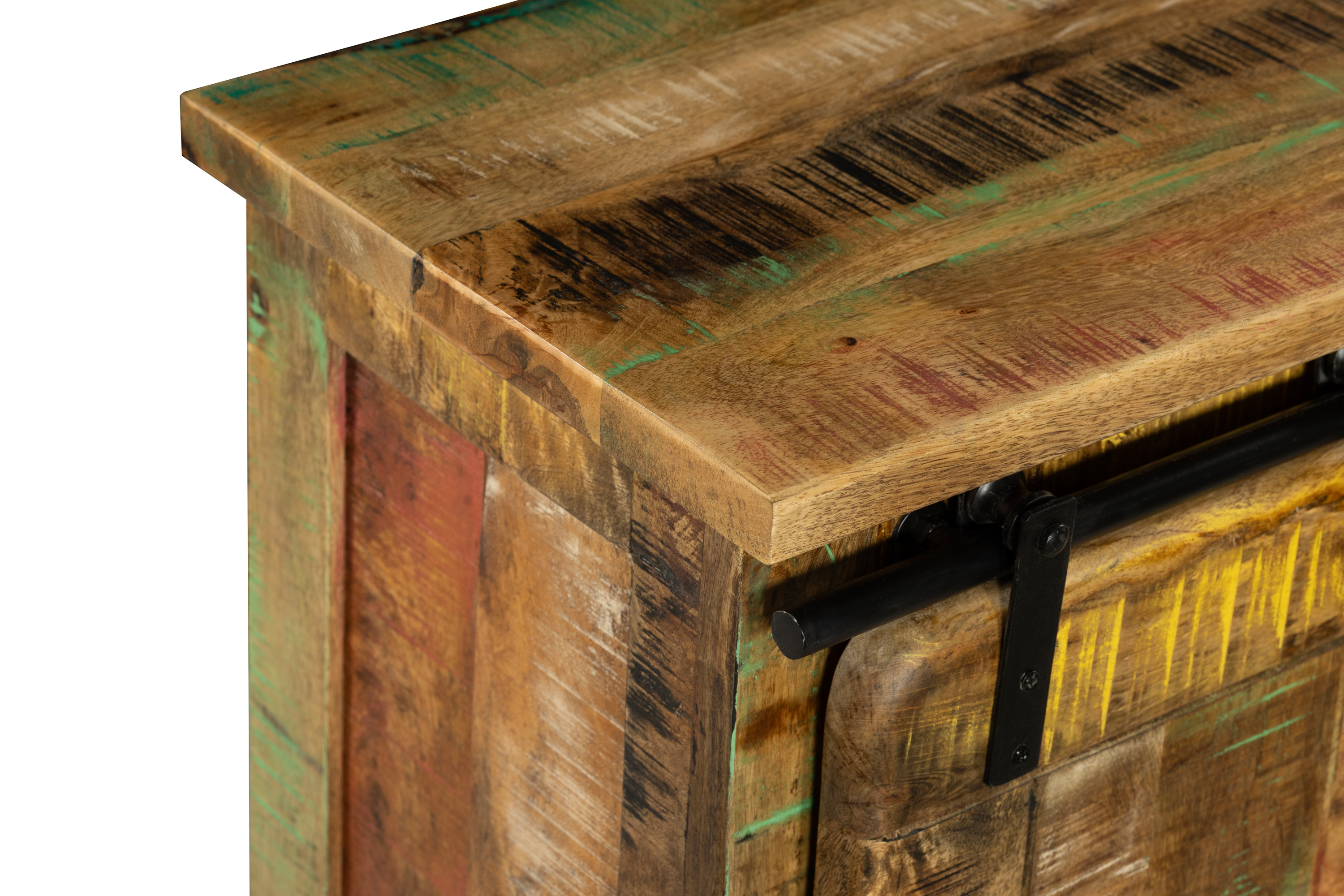 Sideboard Kommode mit Holzrolltür Mango massiv vielfarbig 75 x 90 x 36 cm LIBRO