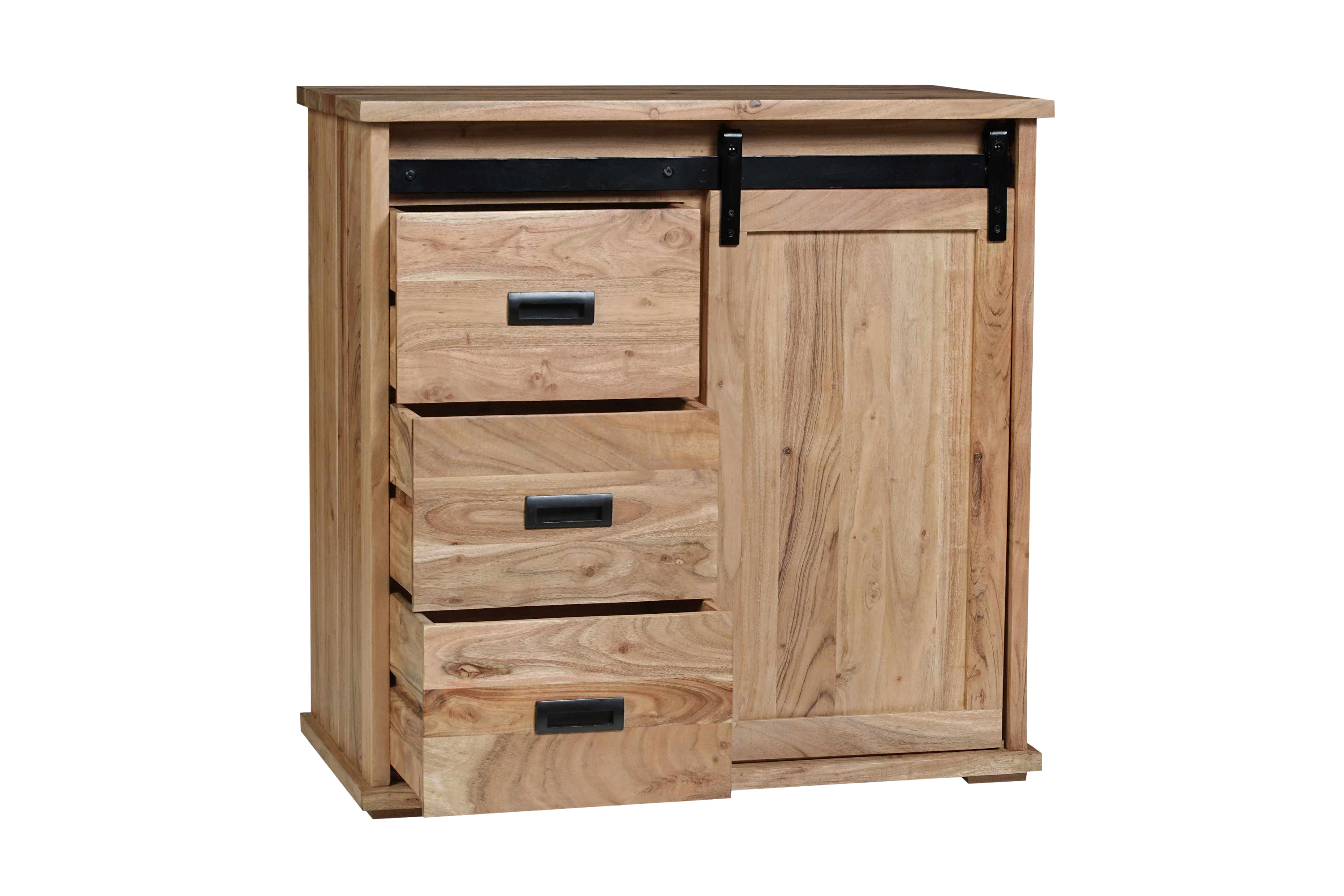 Sideboard 90 x 45 x 85 cm Akazienholz massiv naturfarben ohne Baumkante LIAN 5