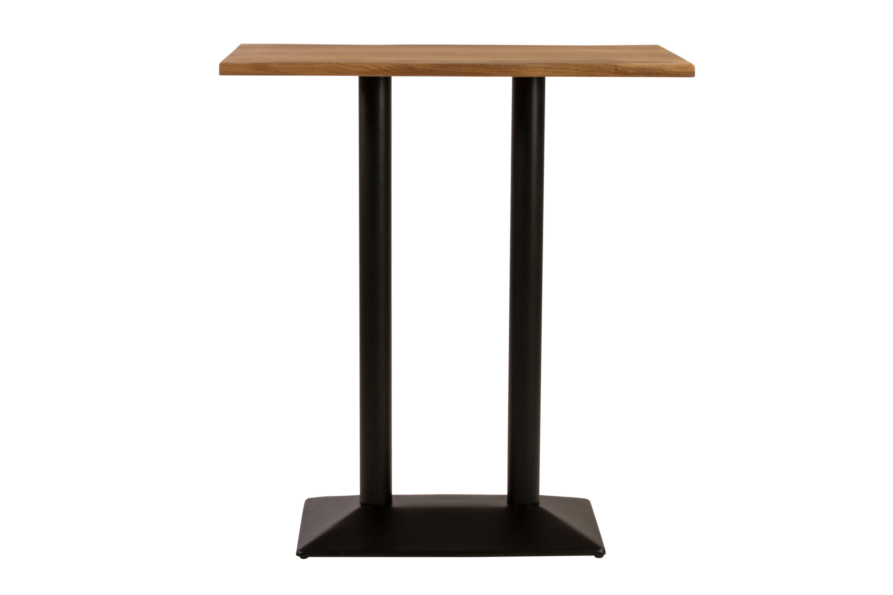 Bistrotisch Baumkante massiv 100 x 60 cm Akazie naturfarben schwarz Doppelsäulengestell IAN