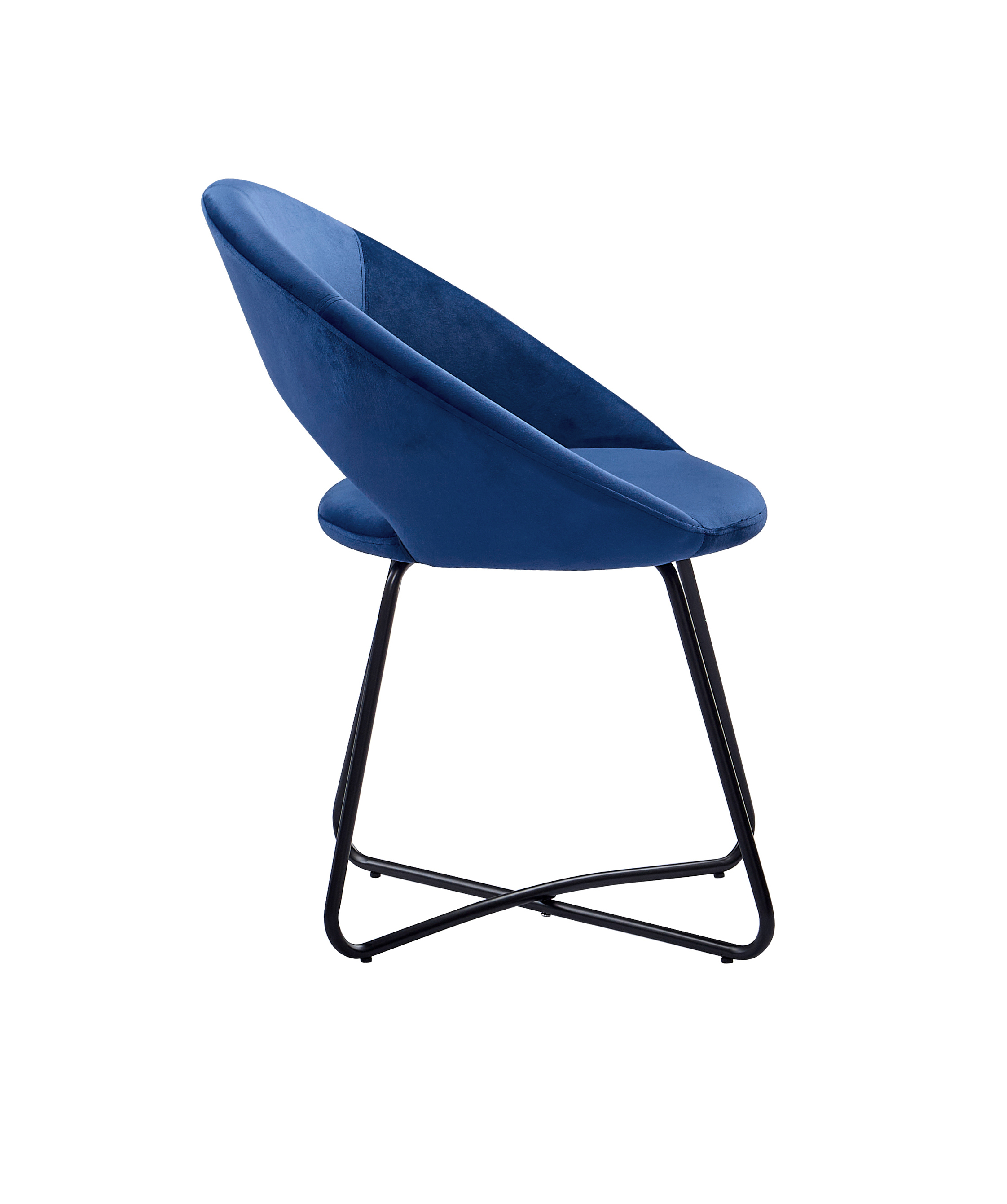  Schalenstuhl Samtbezug blau Gestell schwarz LENNY