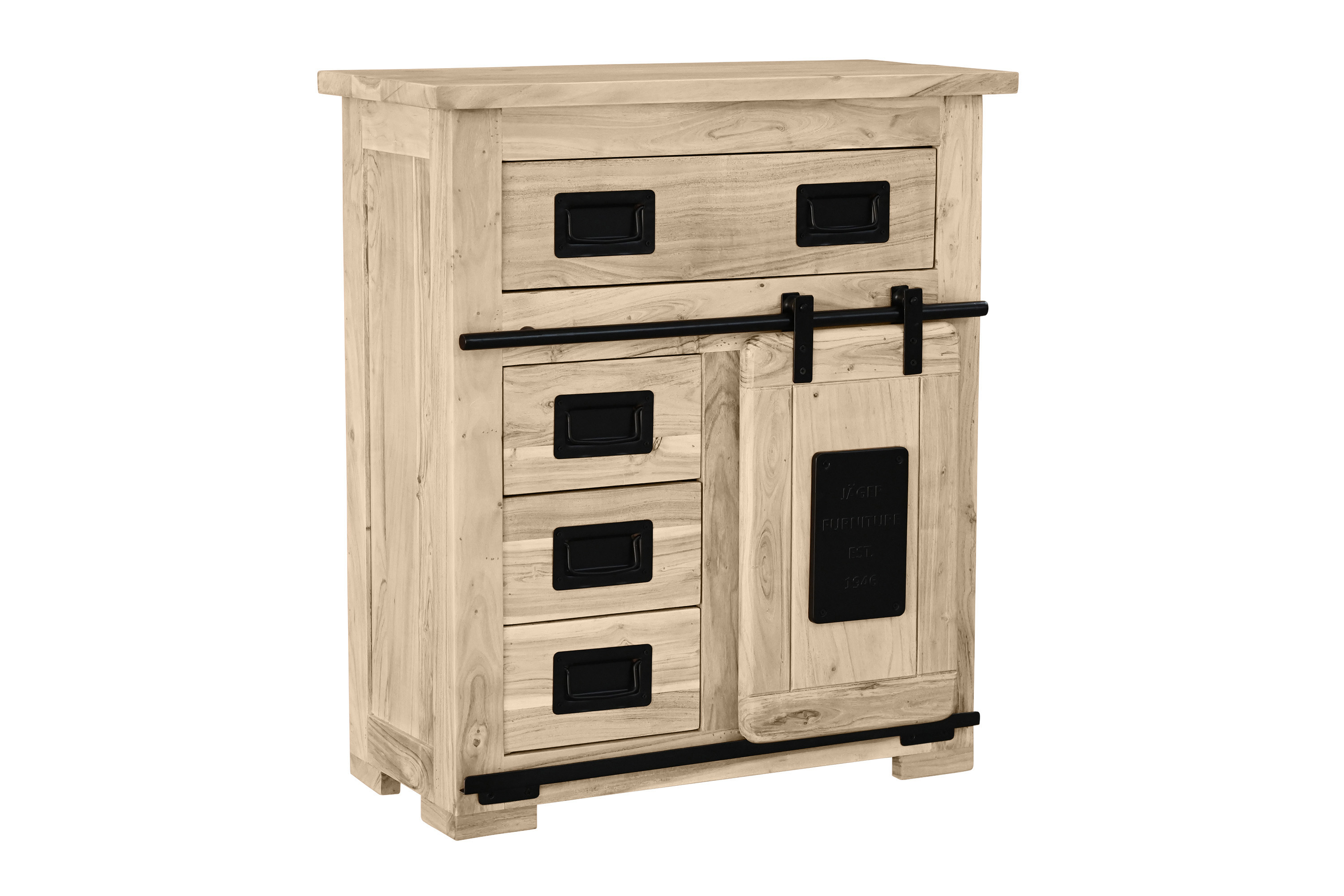 Sideboard Kommode Akazie massiv 75 x 35 x 85 cm eiche LIBRO