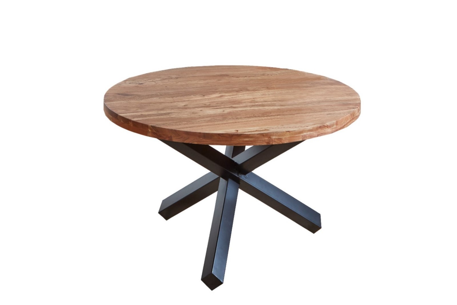   Esszimmertisch rund 120 cm Akazienholz Natur Schwarz RUNA