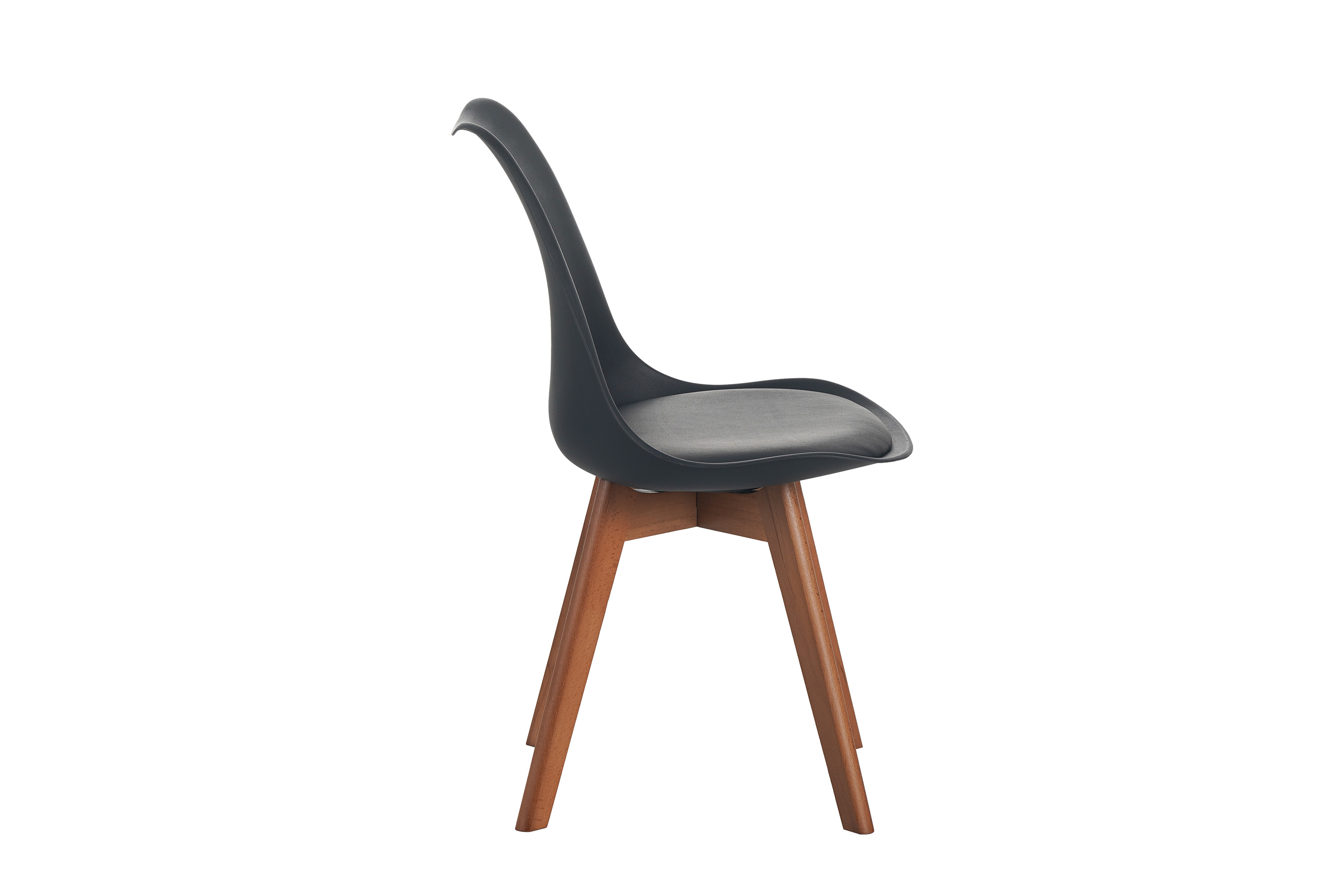 Esszimmer Schalenstuhl & Polster Kunstleder schwarz Stuhlbein Massivholz nussbaumfarben LOVELACE