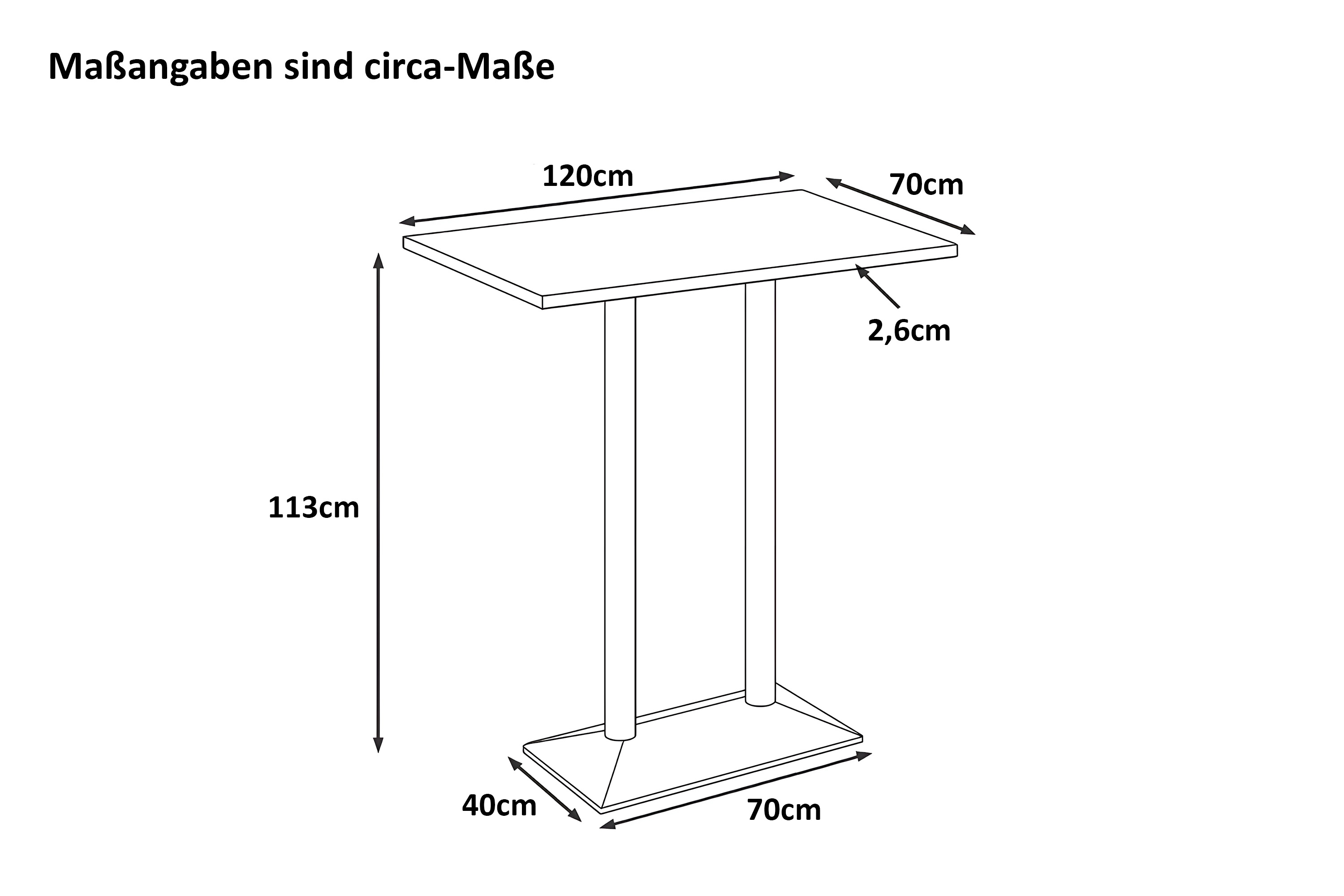Bistrotisch Baumkante massiv 120x70 cm Akazie naturfarben schwarz Doppelsäulengestell IAN