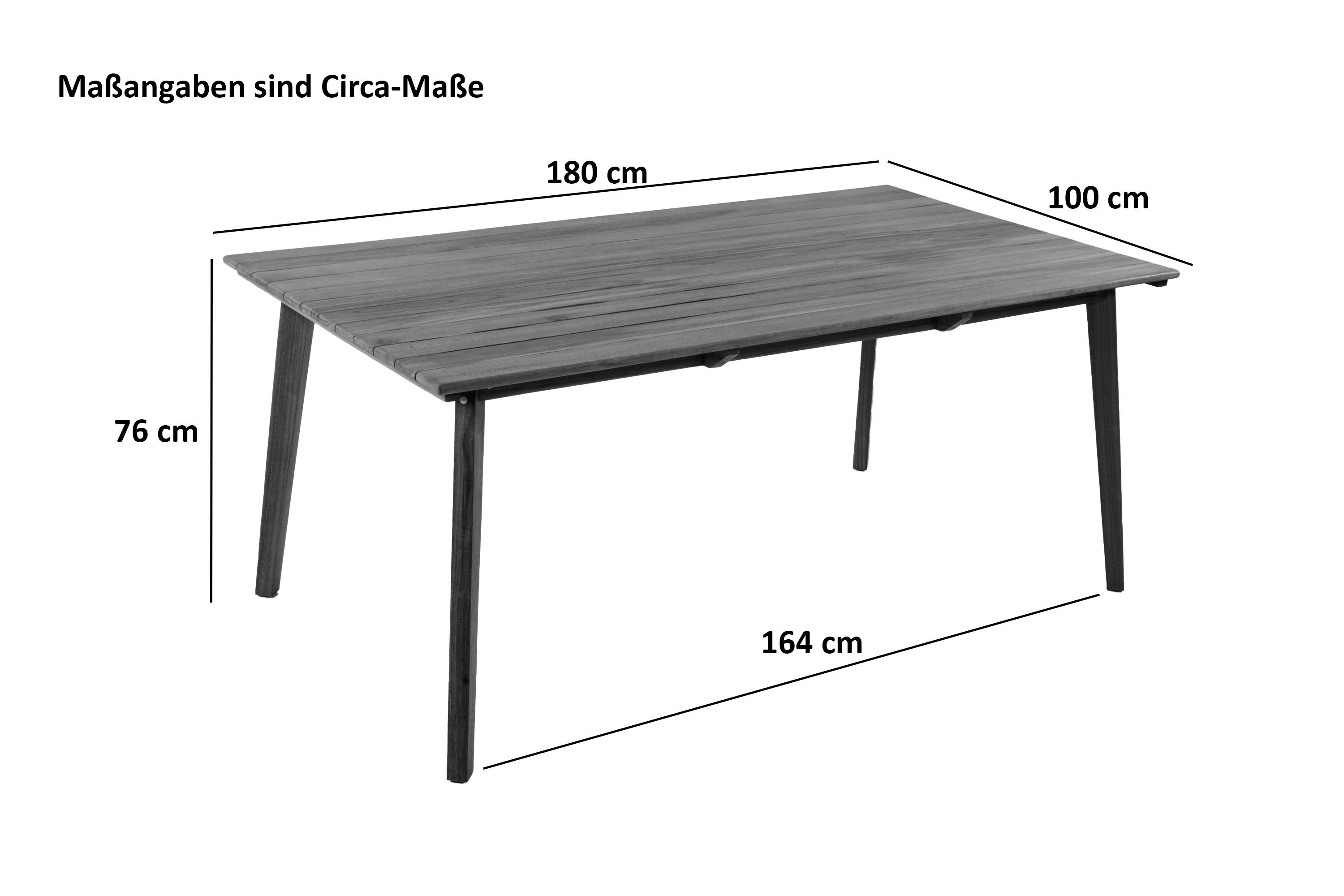 Gartengruppe 5tlg Gartentisch Teak 180 x 100 cm mit 4 Gartenstühlen HARRY