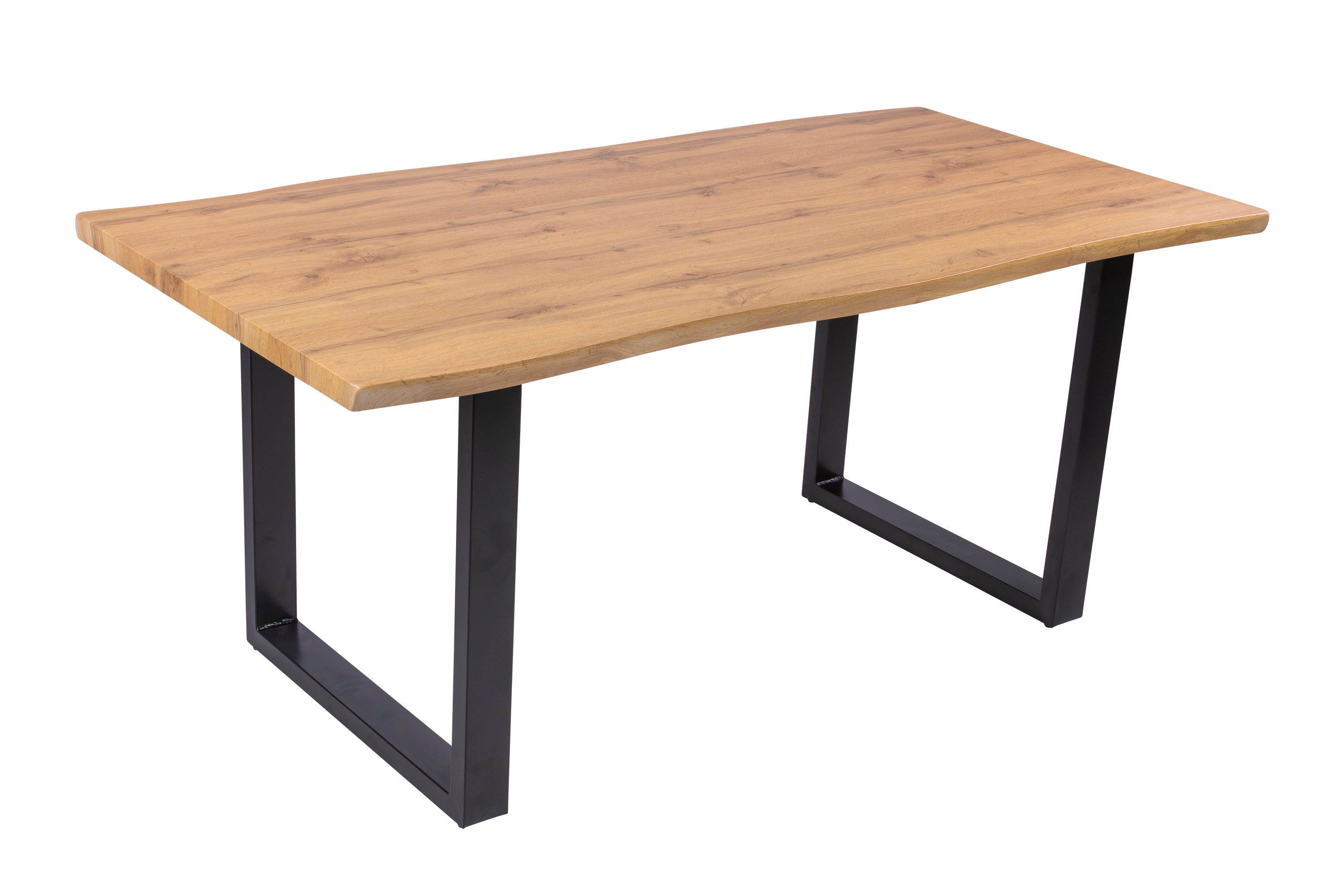 Esstisch Baumkante Holz-Optik Wildeiche 180 x 90 U-Gestell schwarz JOSY