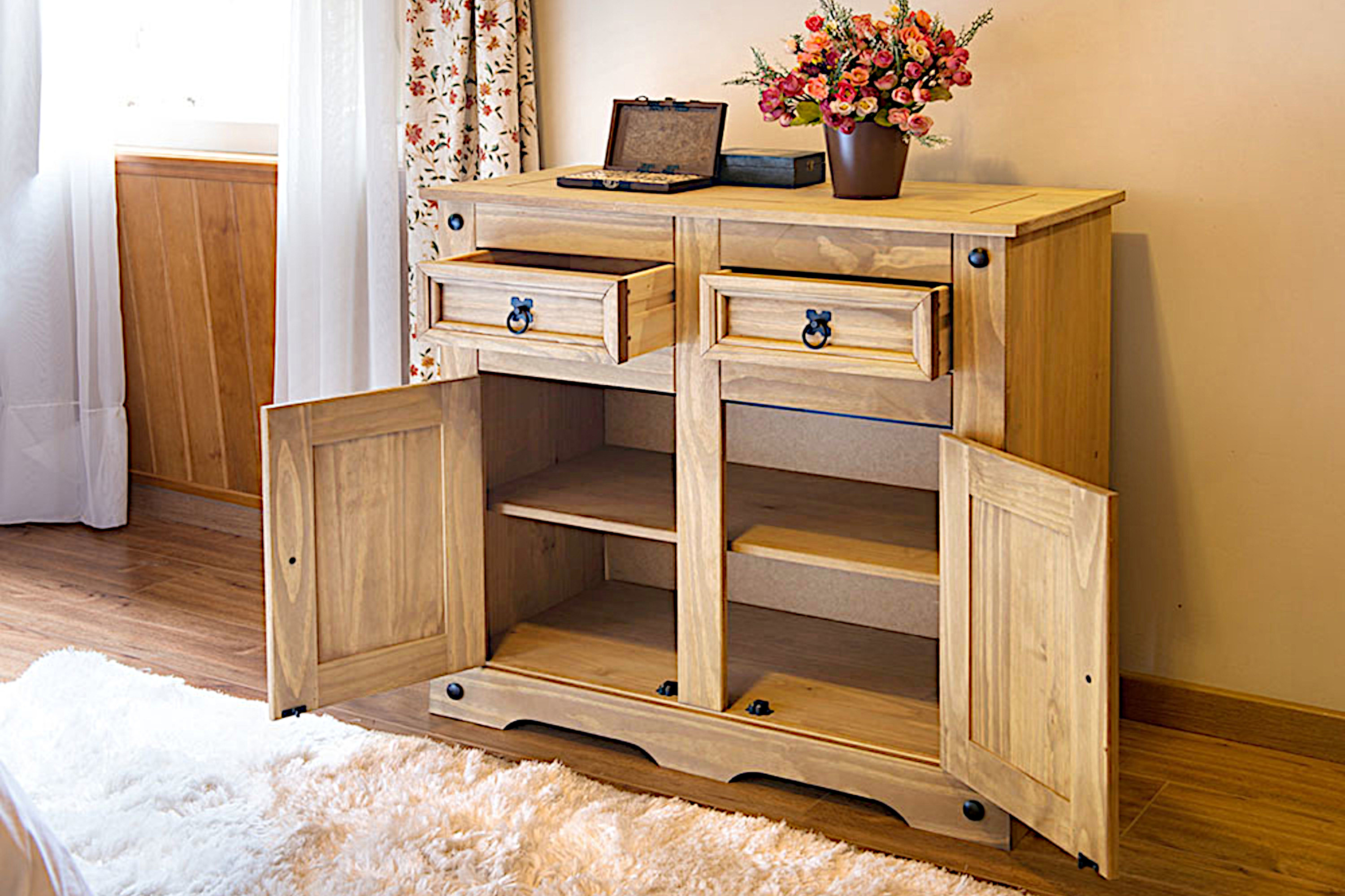 Sideboard Kommode 92 x 84 x 44 cm Kiefer massiv natur MEXICO