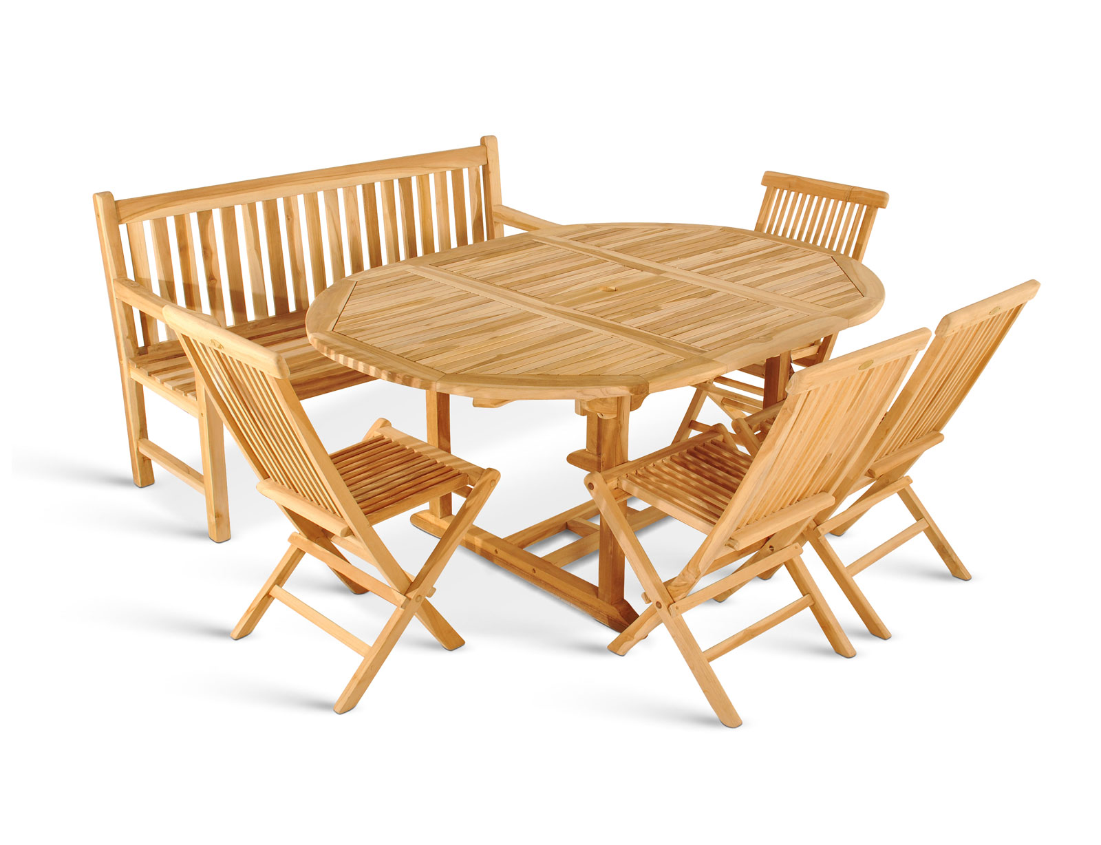  Gartenmöbel Set 6tlg mit Bank Teak Gartentisch ausziehbar 120-170 cm BORNEO/MENORCA