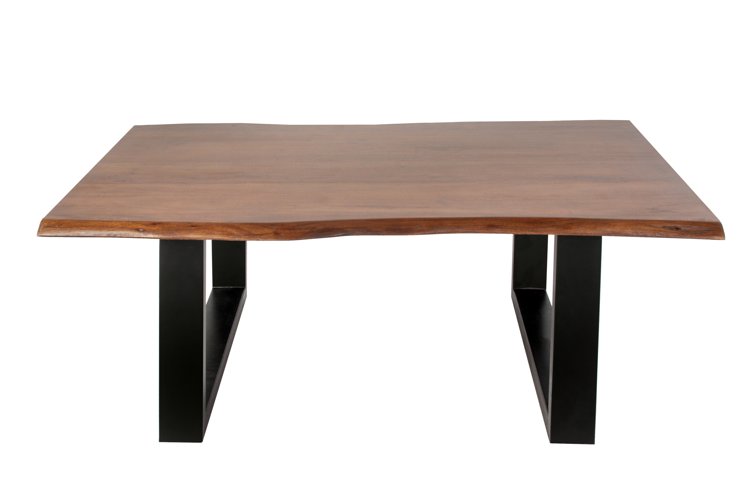 Couchtisch Baumkante massiv Akazie Nussbaum 110 x 75 cm U-Gestell schwarz INSA