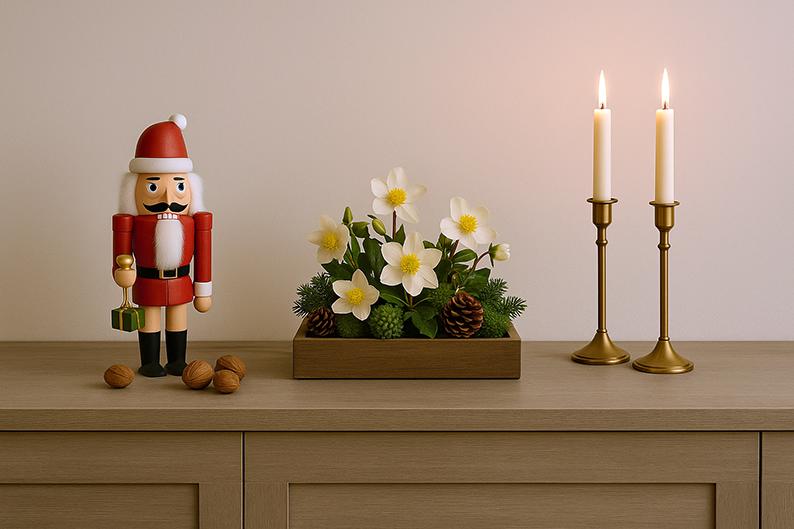 weihnachtsdekoration auf Kommode