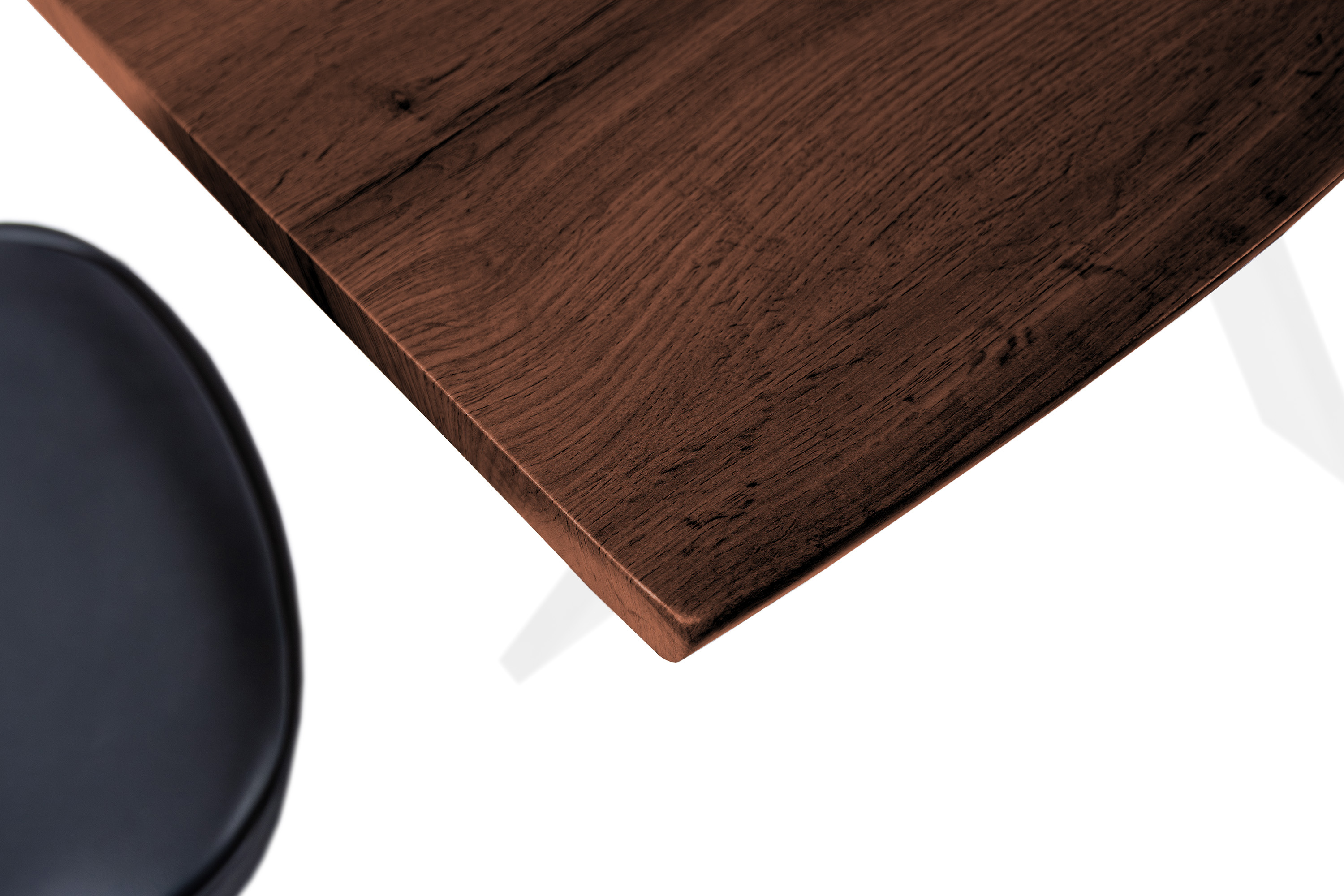 Esstisch Baumkante Holz-Optik Nussbaum 140 x 80 Spider-Gestell weiß JOSY