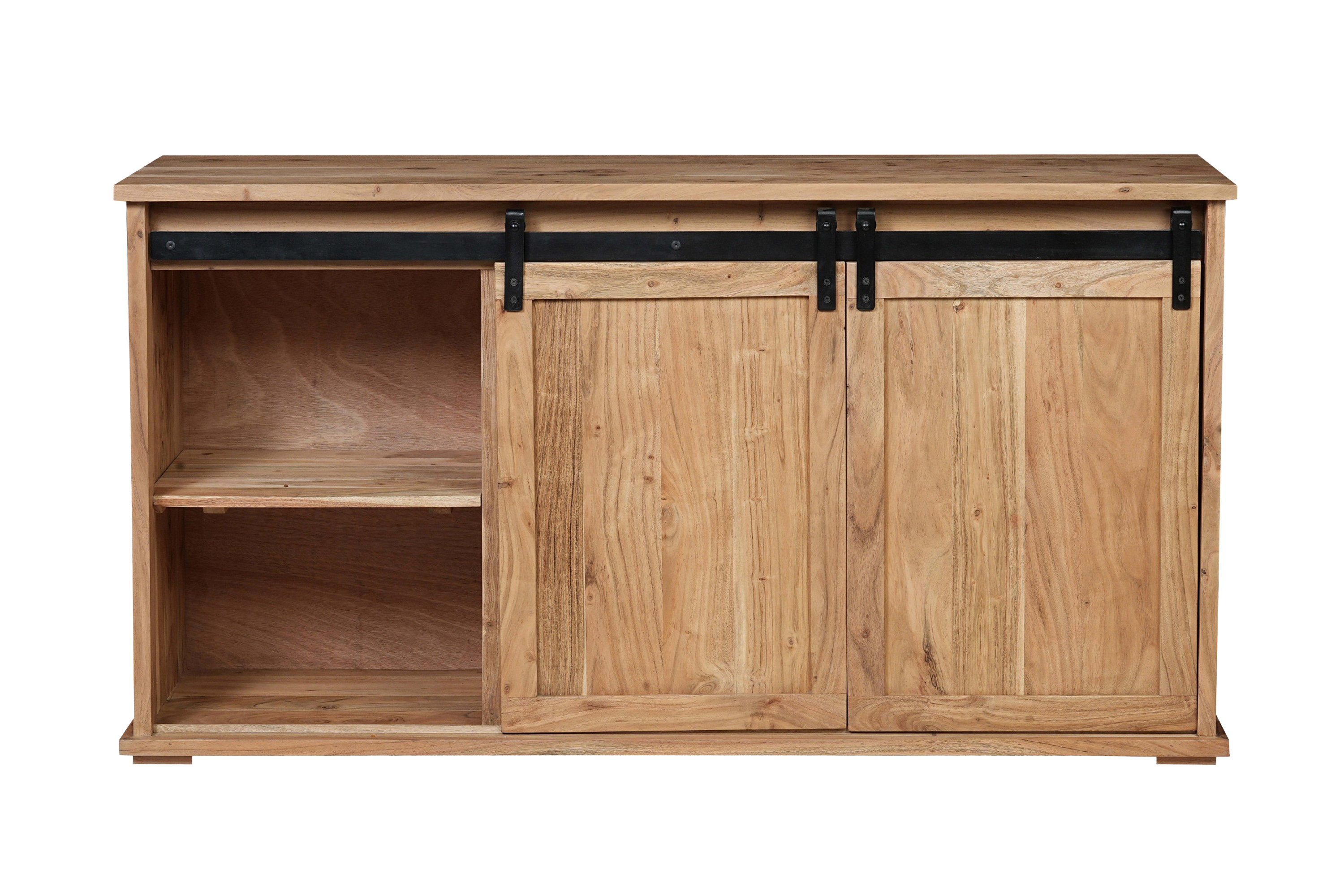 Sideboard 150 x 45 x 80 cm Akazienholz massiv naturfarben ohne Baumkante LIAN 1