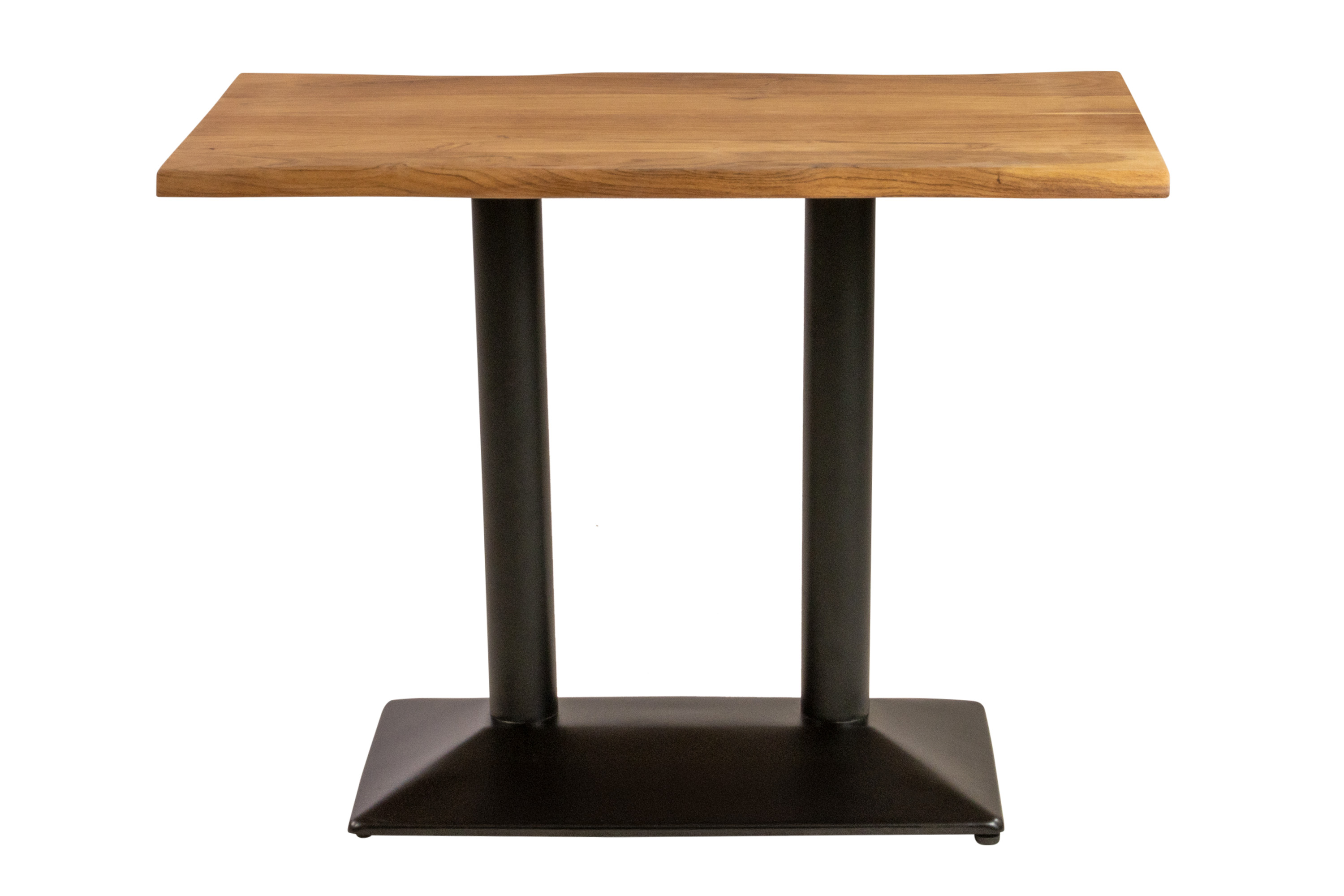 Bistrotisch Baumkante massiv 100 x 60 cm Akazie naturfarben Doppelsäulengestell schwarz ISLA