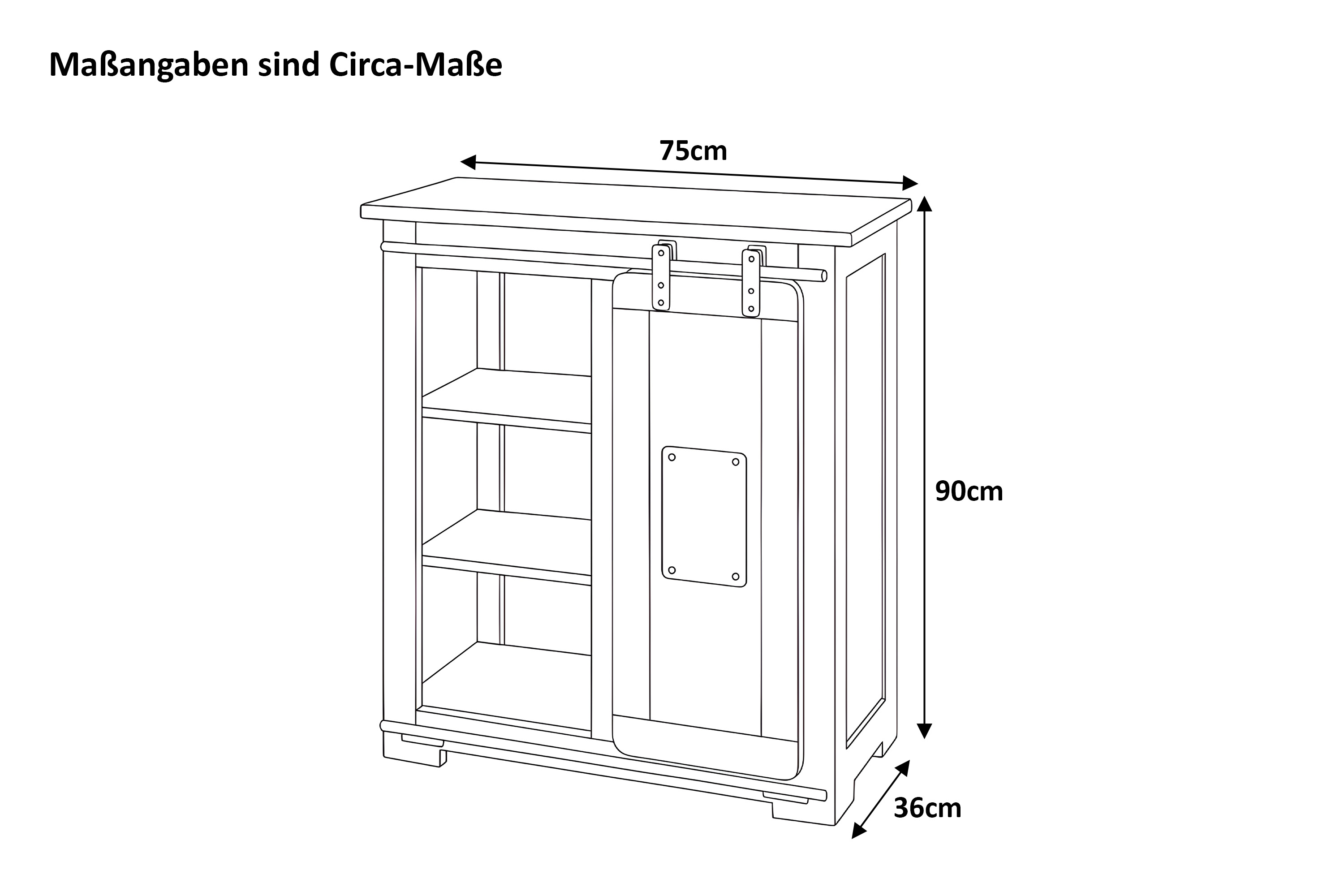 Sideboard Akazie massiv mit Holzrolltür eichefarben 75 x 36 x 90 cm LIBRO