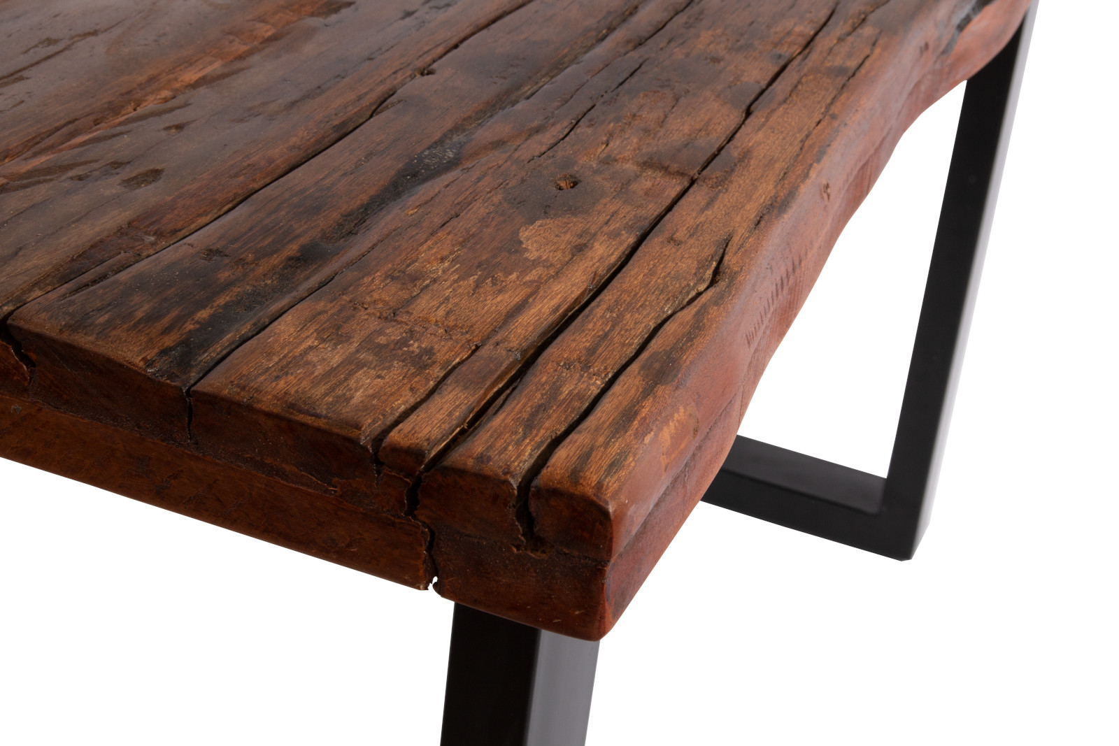 Baumkantentisch Rough Wood Platte 160 cm U-Gestell schwarz Ramon