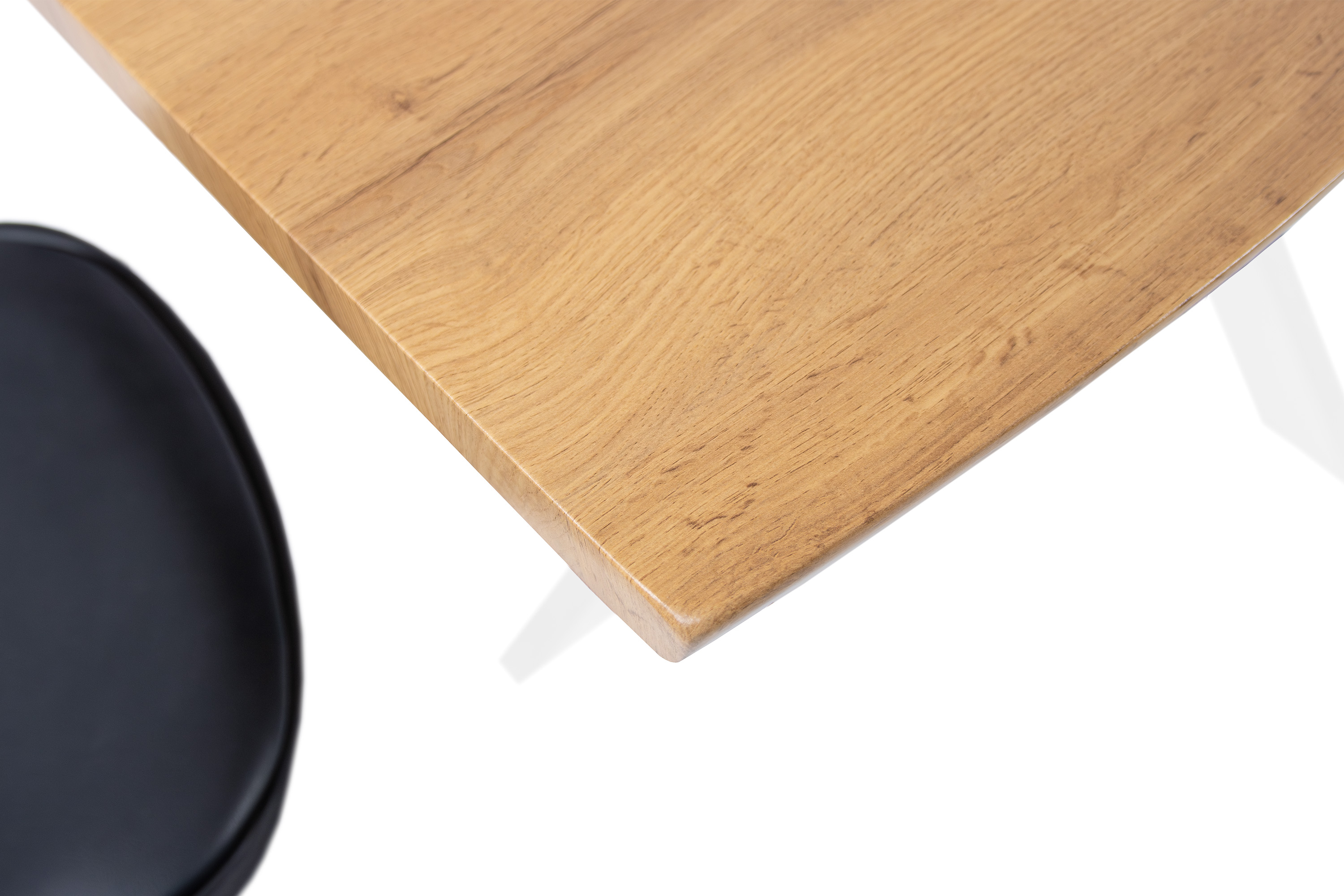 Esstisch Baumkante Holz-Optik Wildeiche 120 x 80 Spider-Gestell weiß JOSY