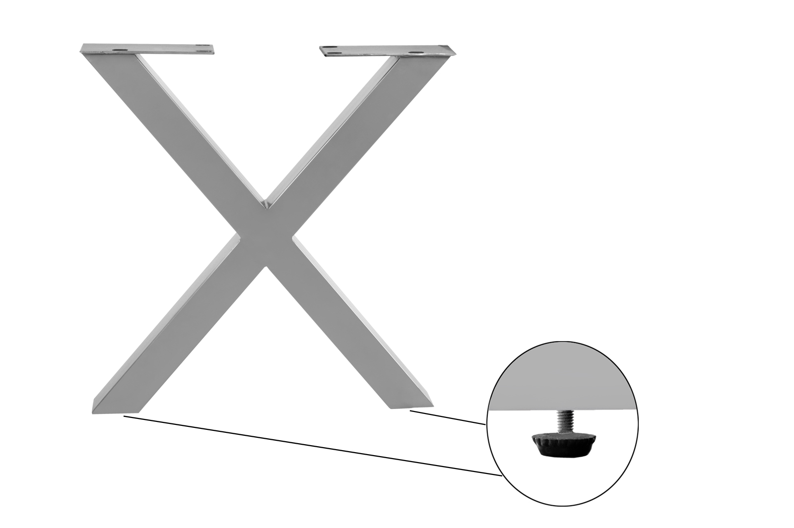 Tischgestell 2er Set Roheisen lackiert & zerlegt 70x10x74 cm silber X-Gestell